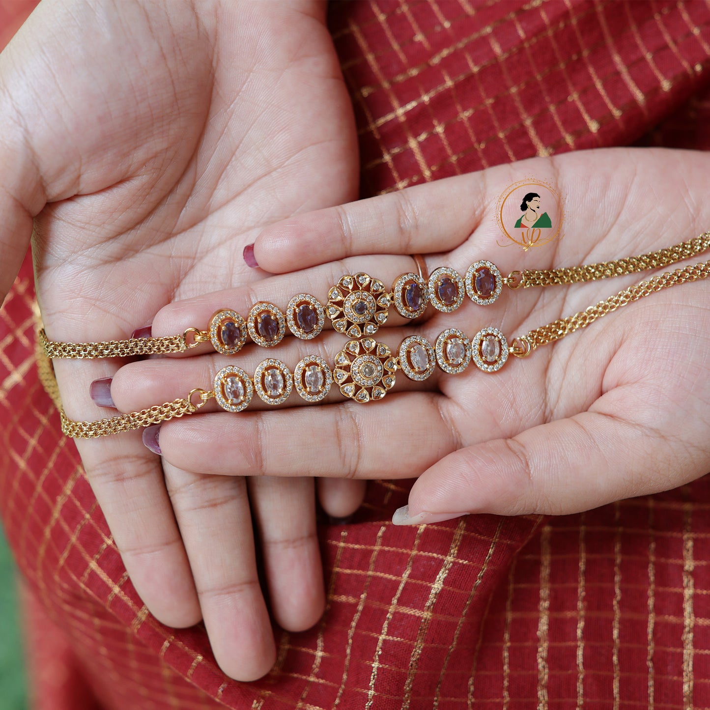 Gold Finish Stone Choker Set