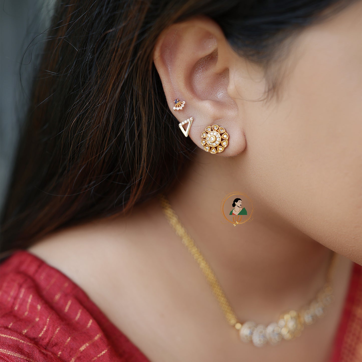 Gold Finish Stone Choker Set
