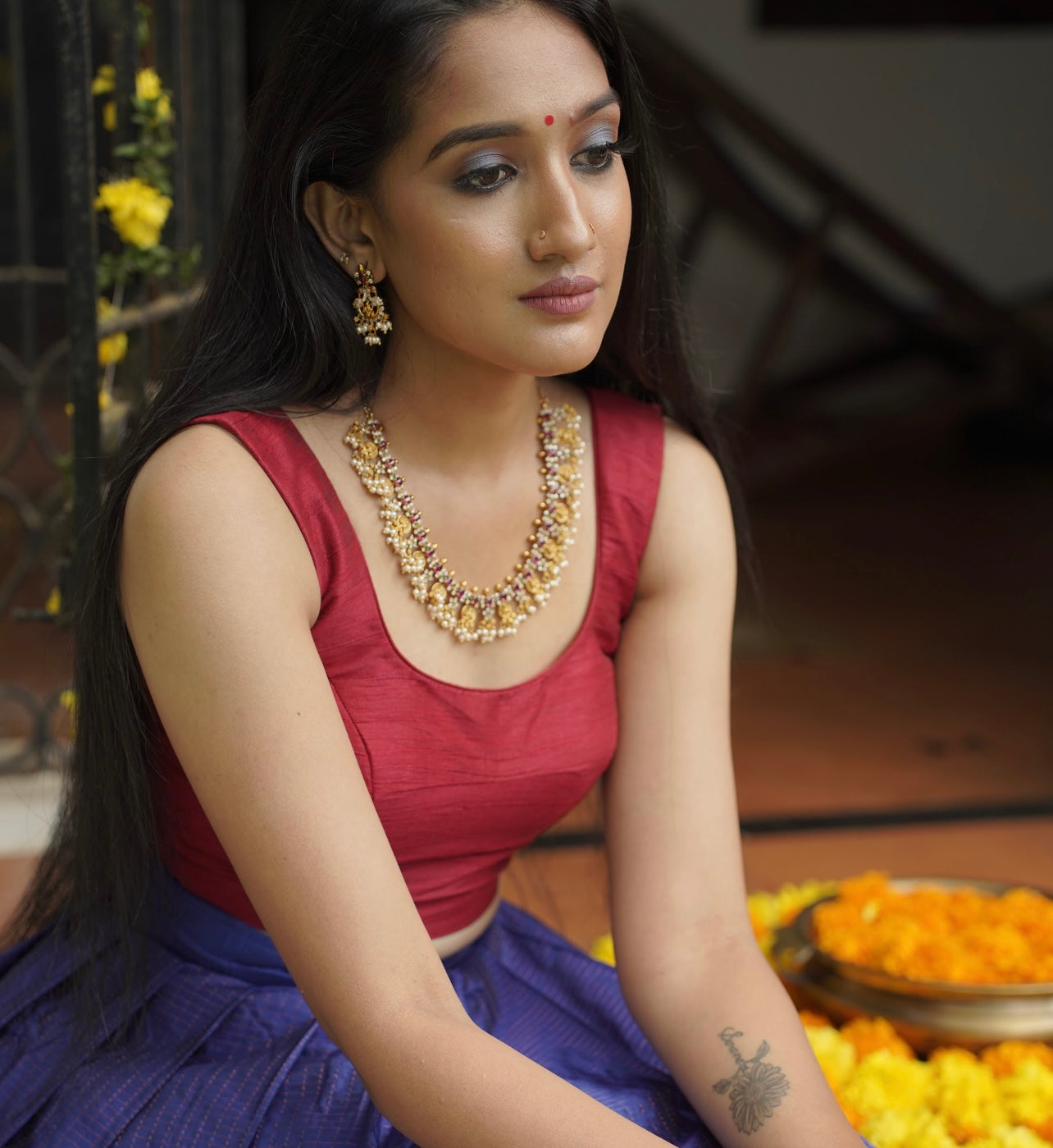 Gold Look Guttapusalu Necklace Set