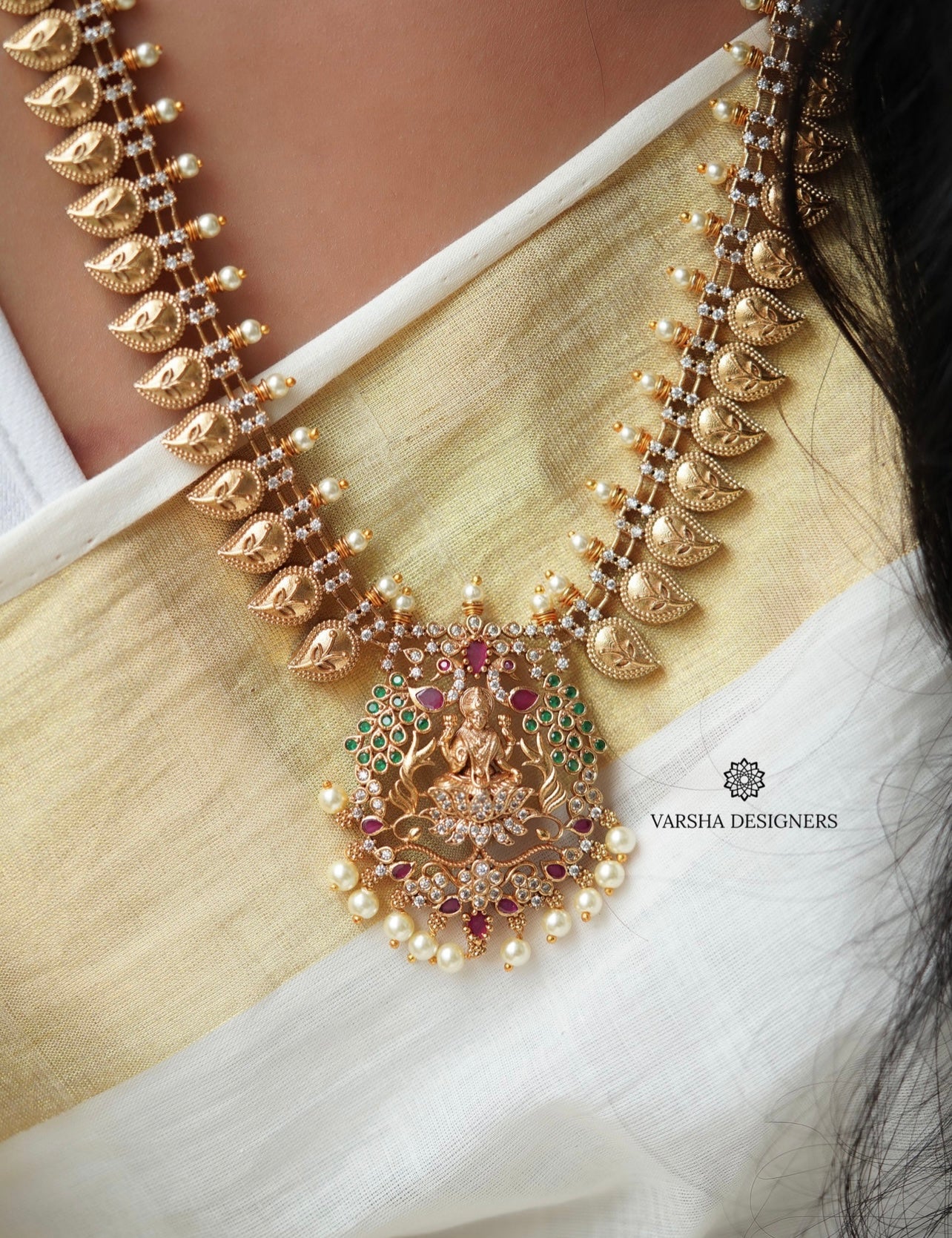 Gold Look Temple Lakshmi Haram