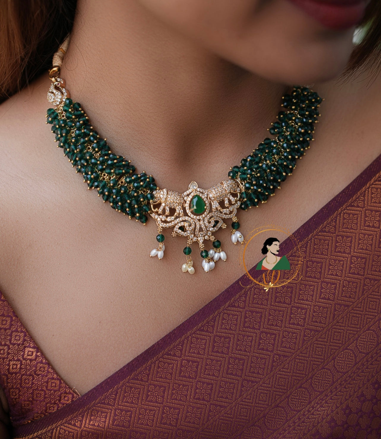 Gorgeous Emerald Beads Necklace Set