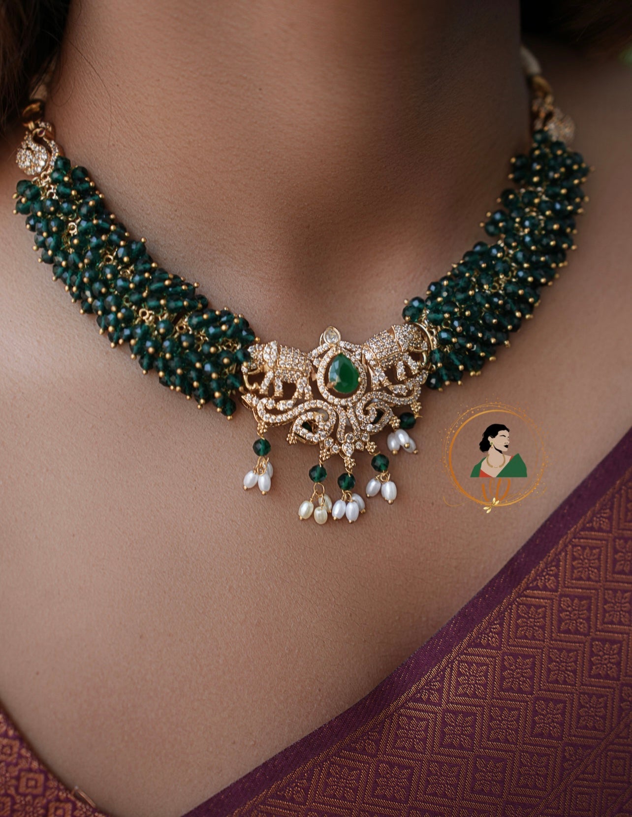 Gorgeous Emerald Beads Necklace Set