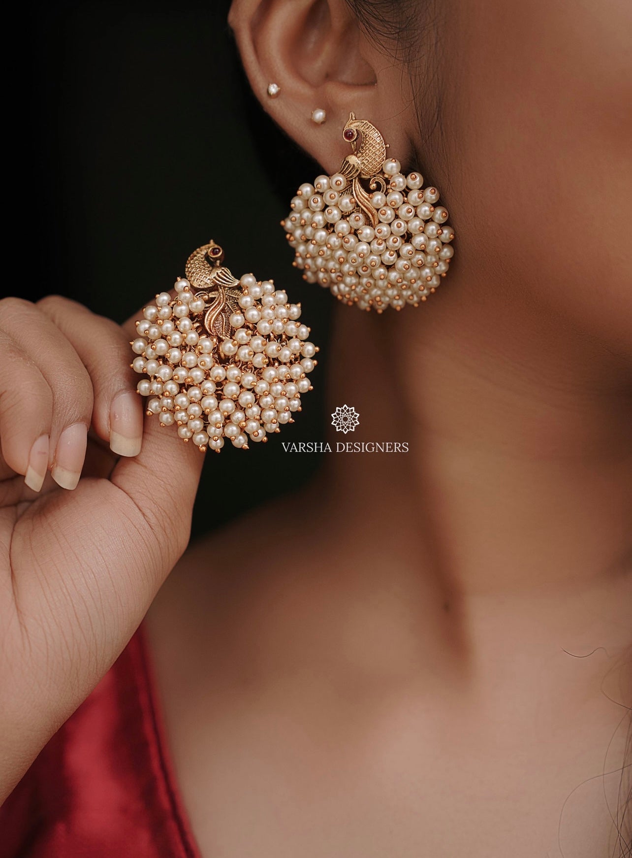Guttapusalu Pearl Chandbali Earrings