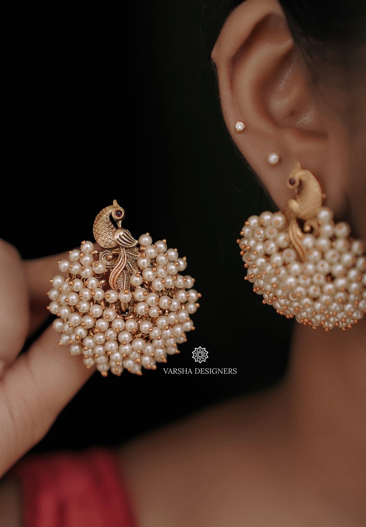 Guttapusalu Pearl Chandbali Earrings