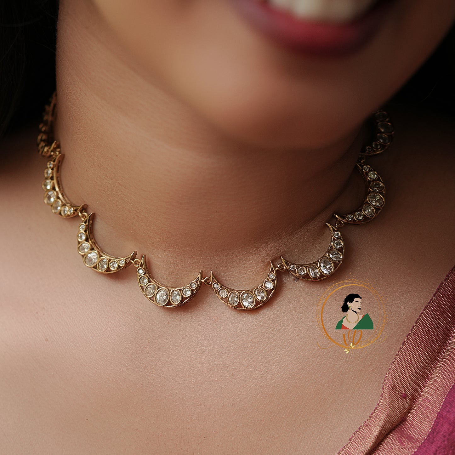 Half Moon Jadau Stone Necklace