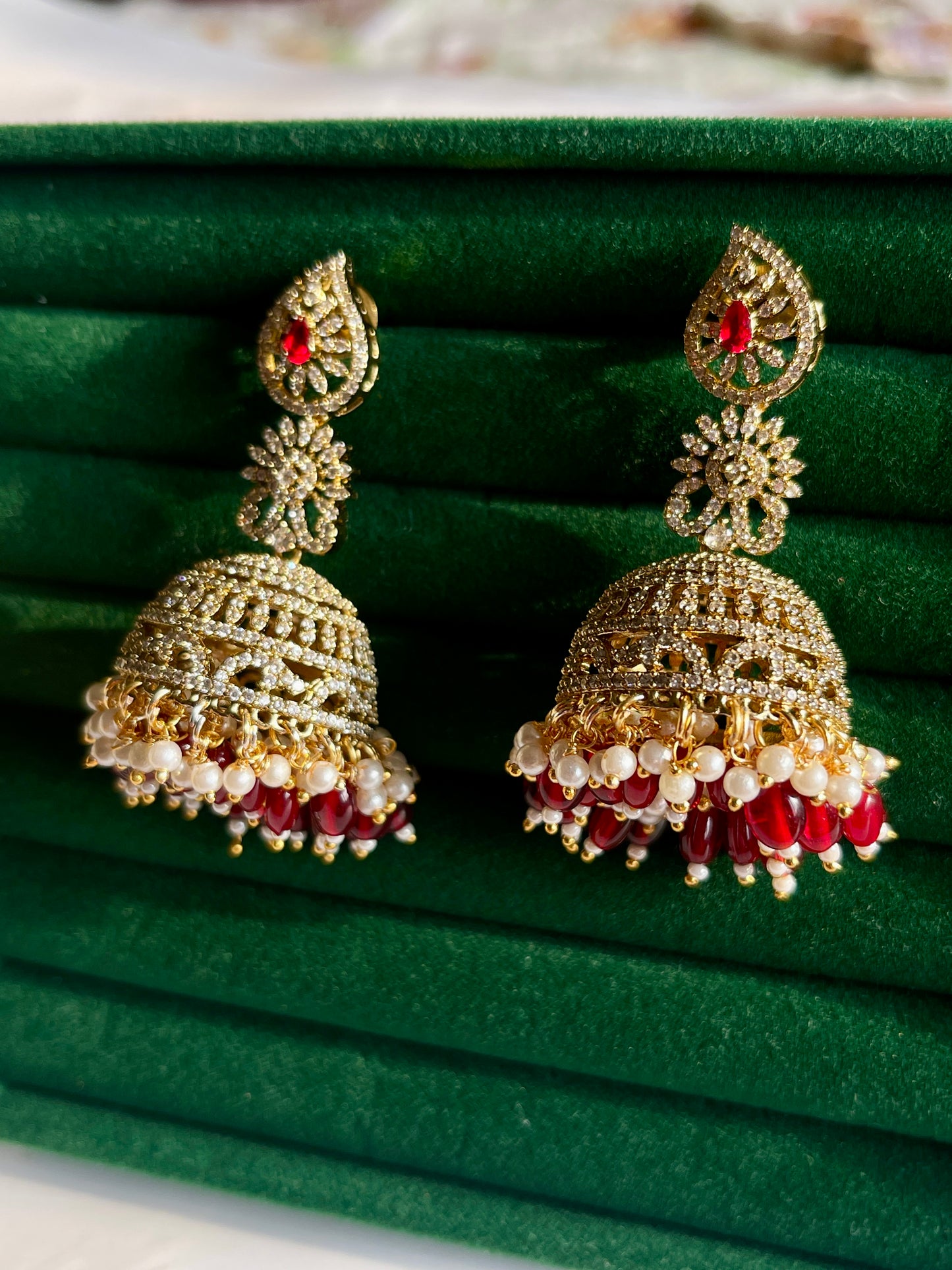 Deep Ruby Victorian Jhumka