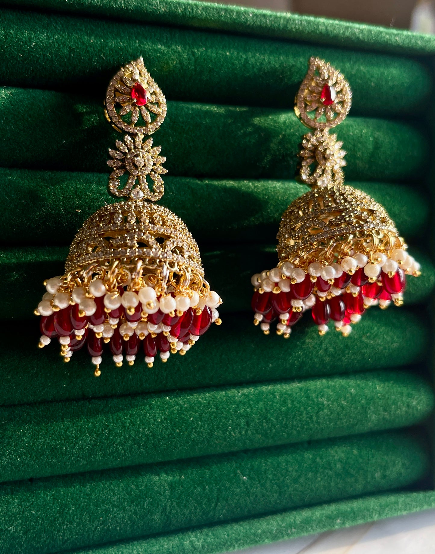 Deep Ruby Victorian Jhumka