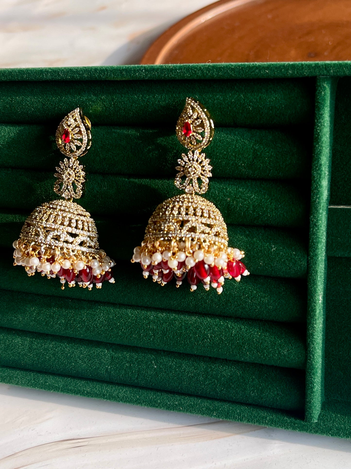 Deep Ruby Victorian Jhumka