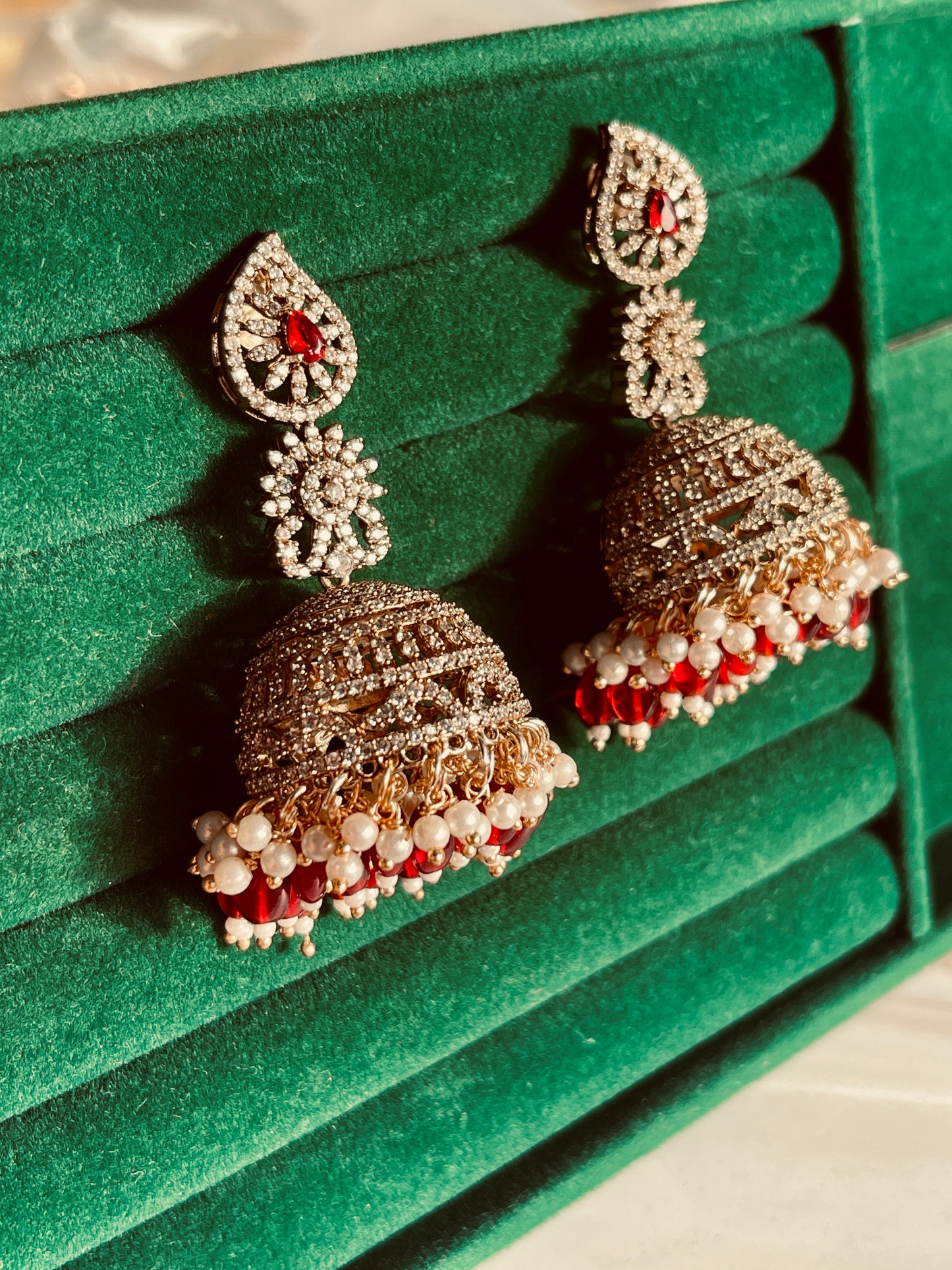 Deep Ruby Victorian Jhumka