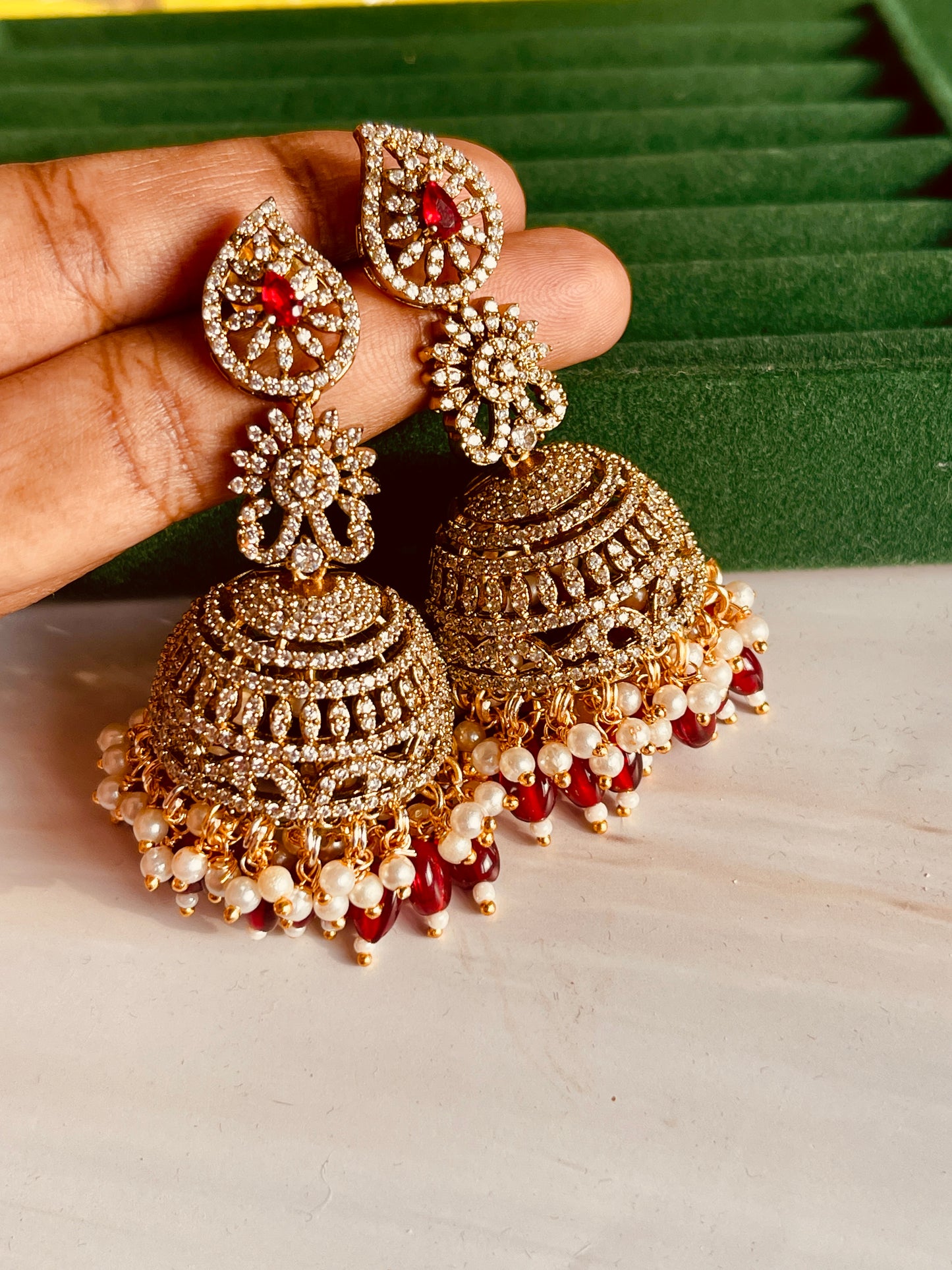 Deep Ruby Victorian Jhumka