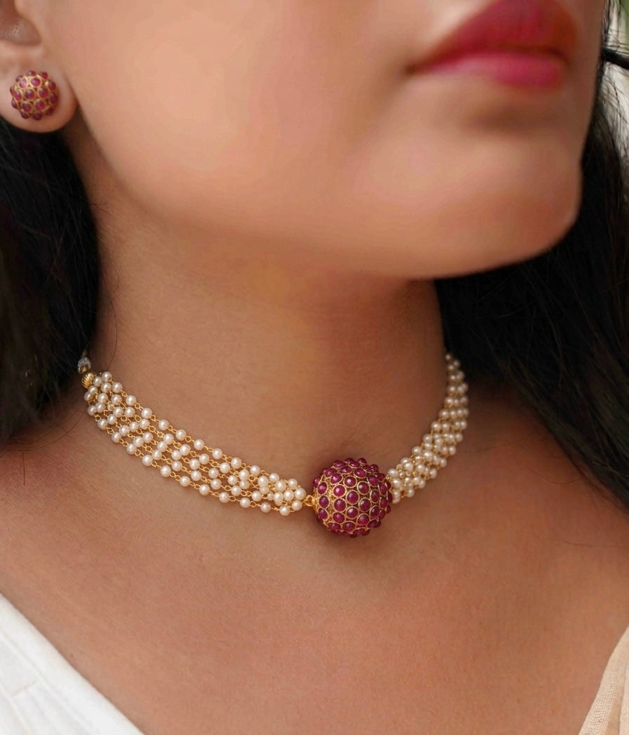 Ruby Pearl Choker