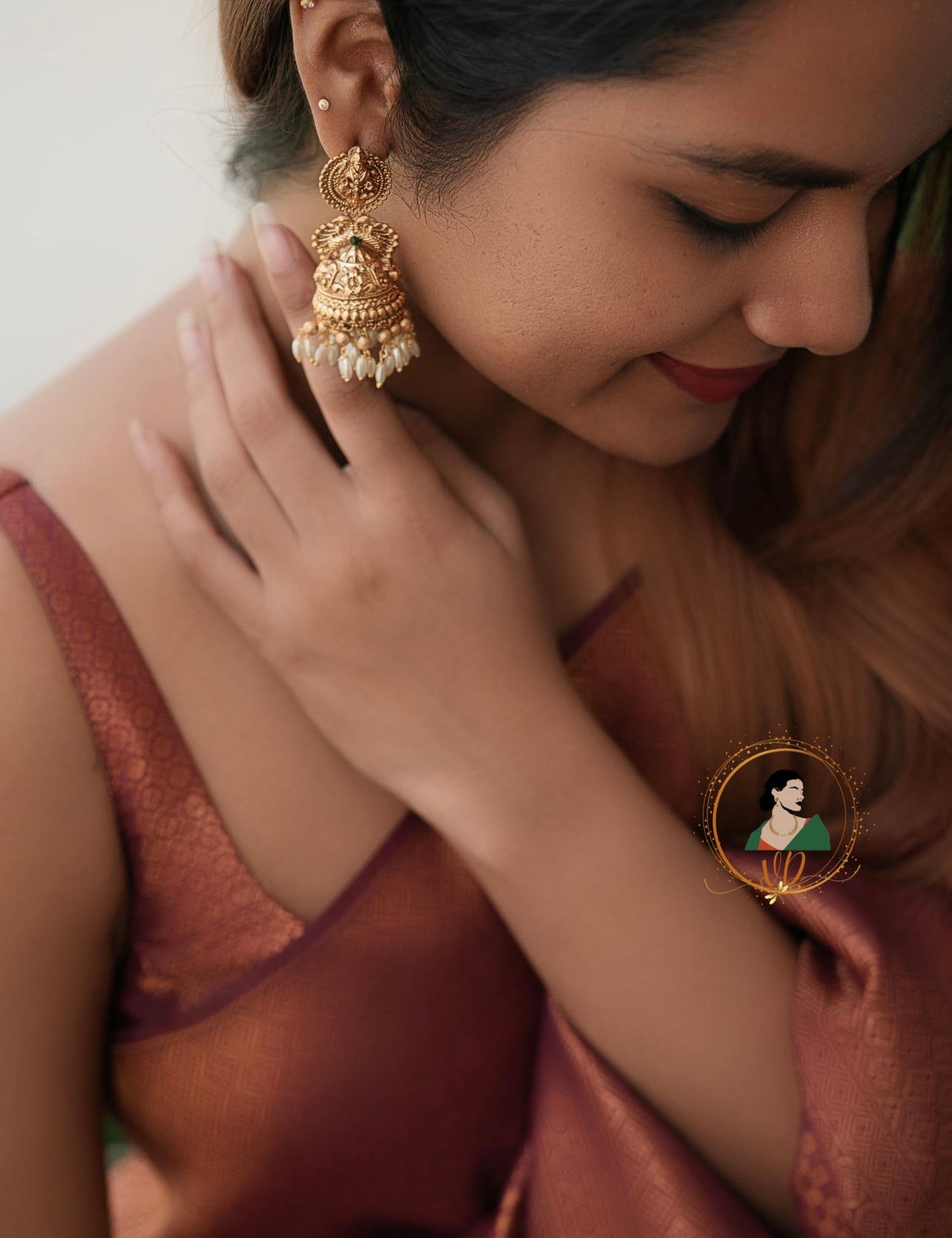 Rice Pearl Lakshmi Jhumkas