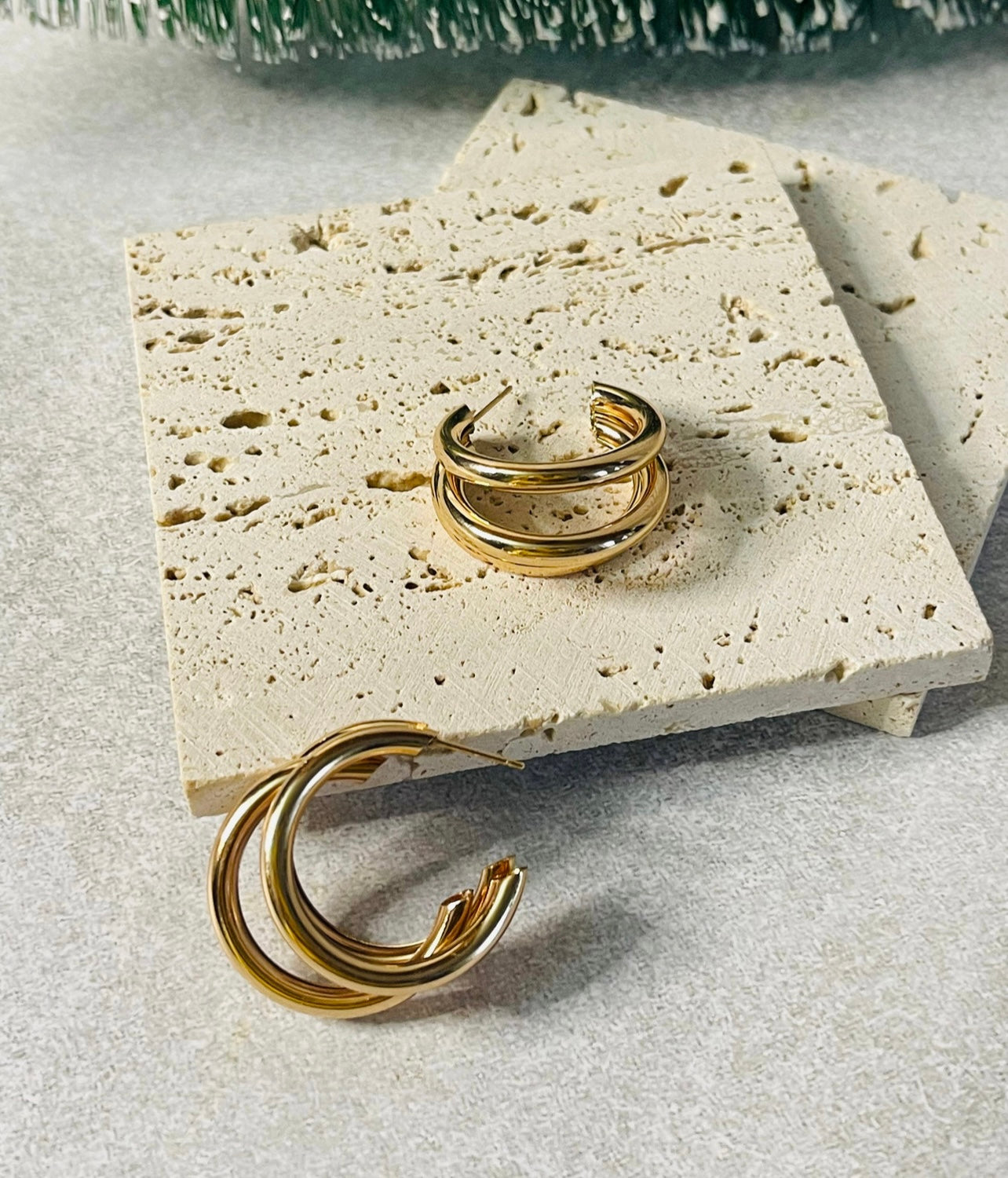 Golden 3 Layer Hoop Earrings