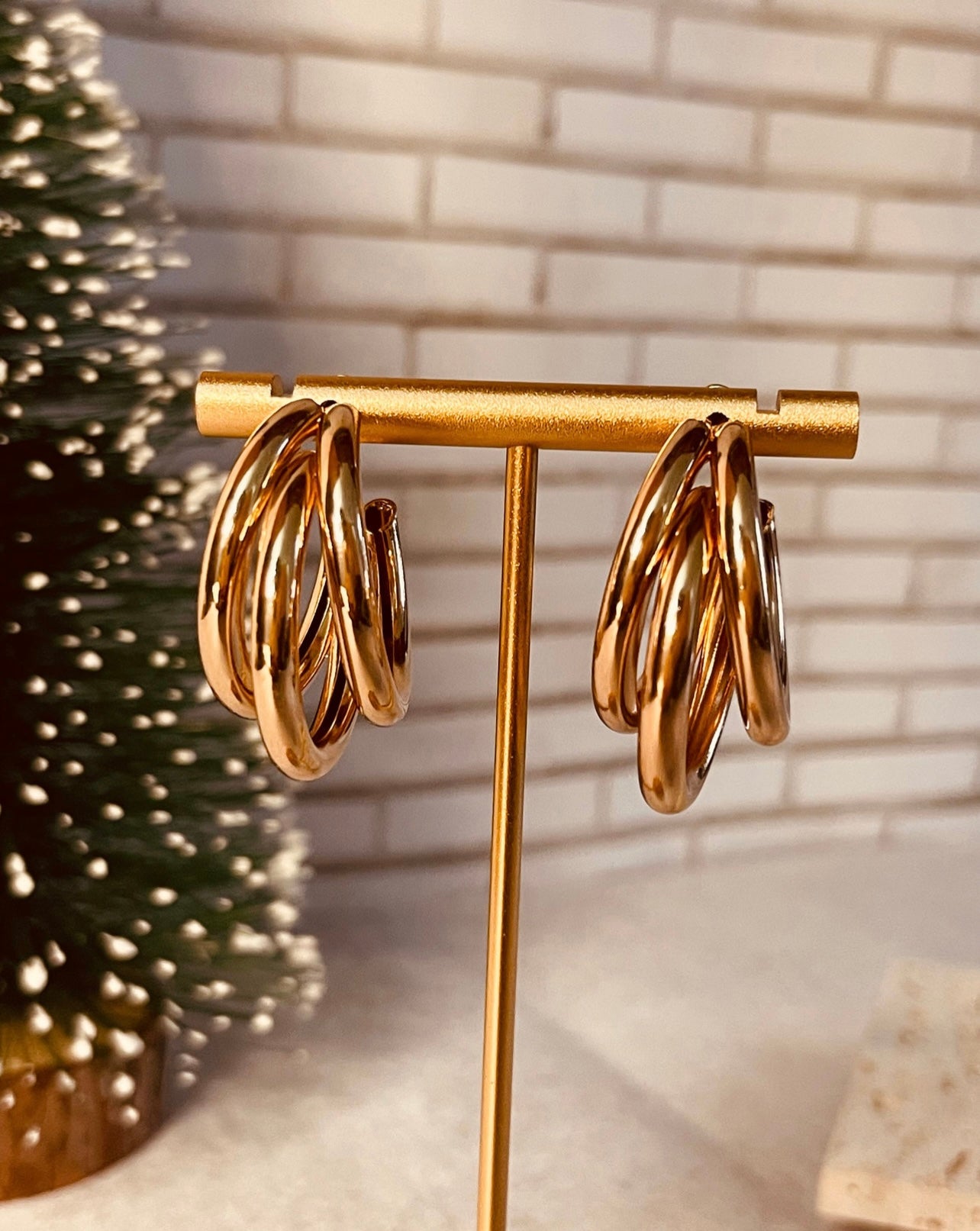 Golden 3 Layer Hoop Earrings