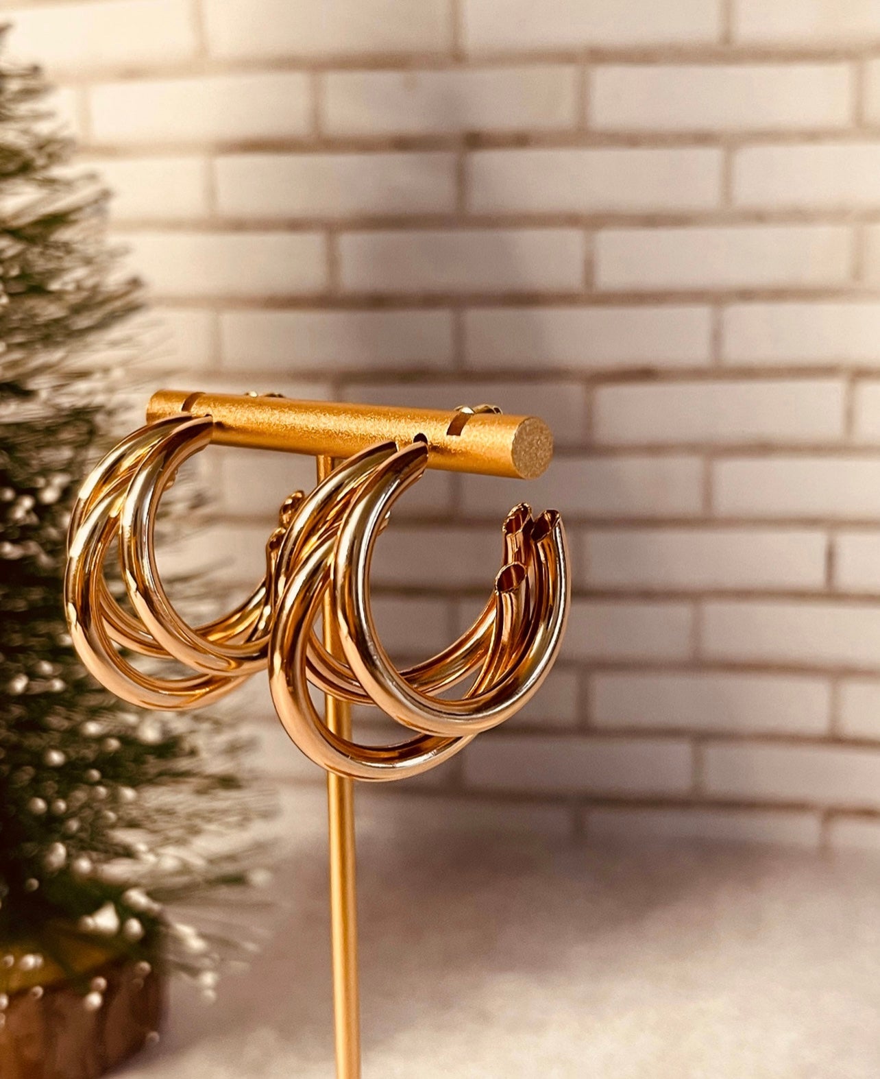 Golden 3 Layer Hoop Earrings