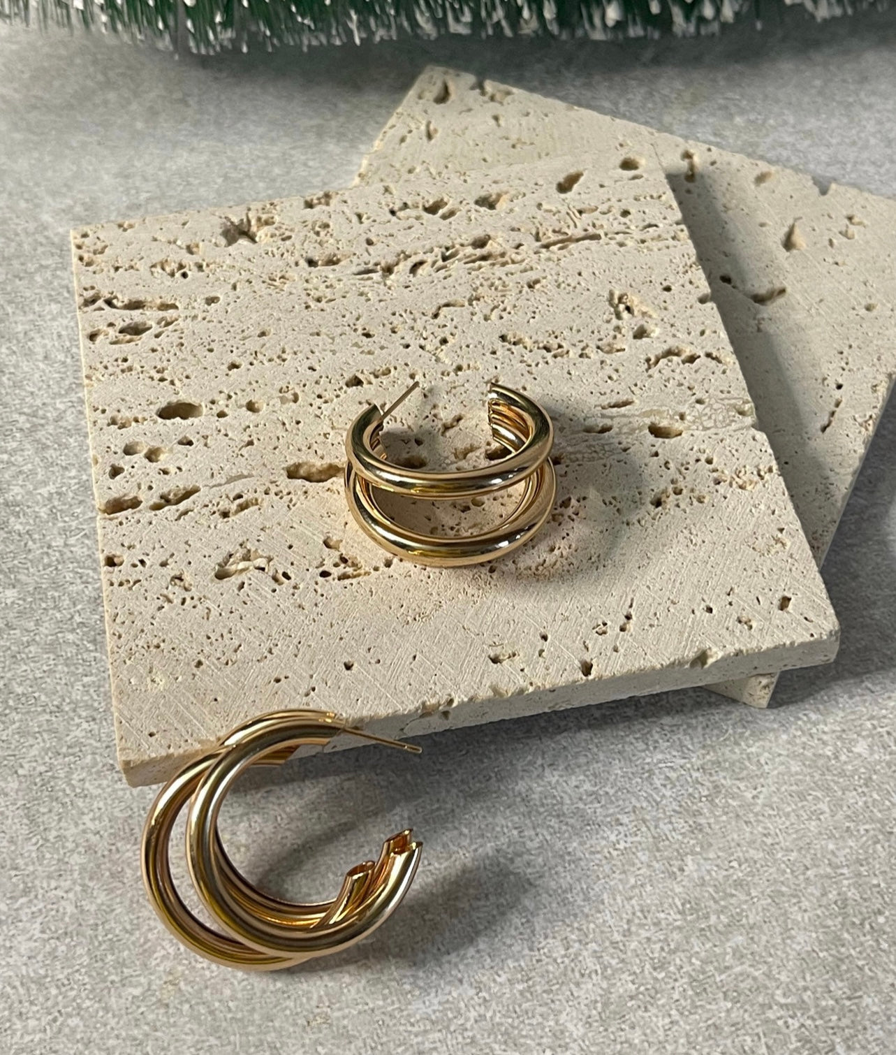 Golden 3 Layer Hoop Earrings
