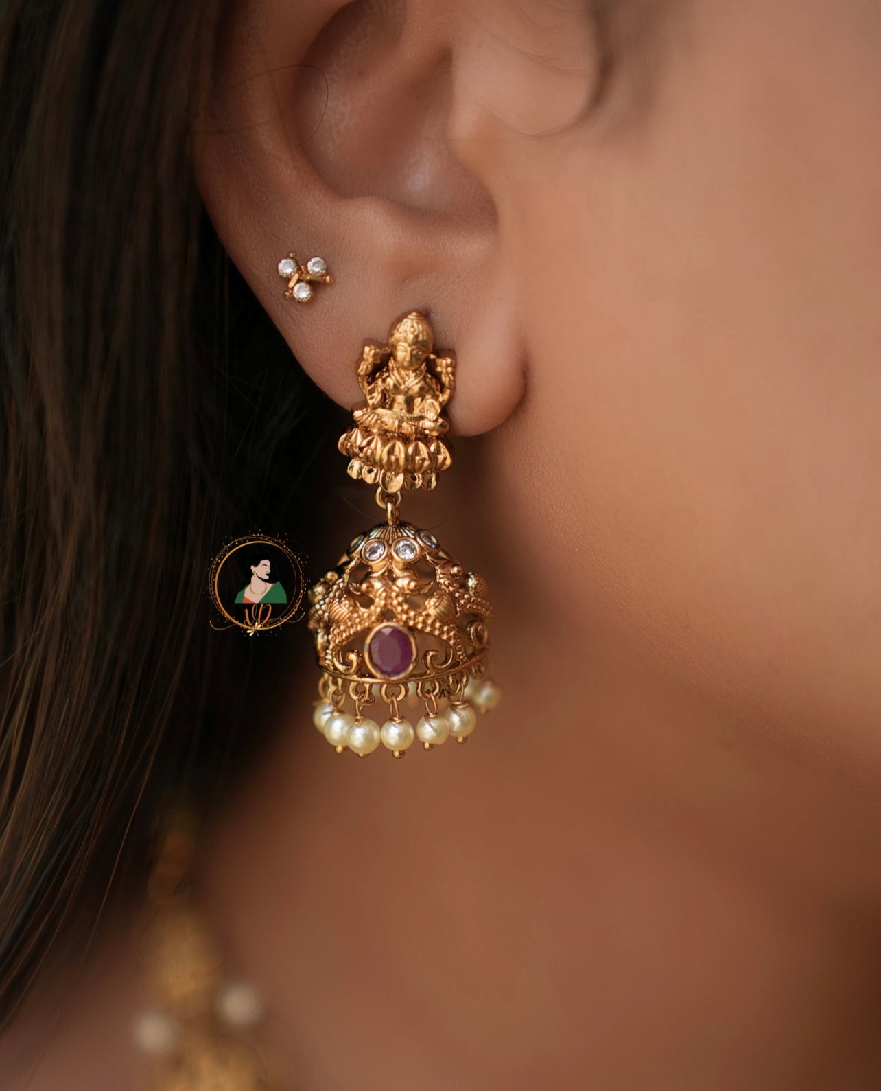 Layered Ruby Stone Temple Haram