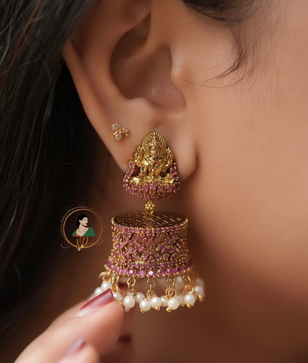 Vintage Ruby Jhumka