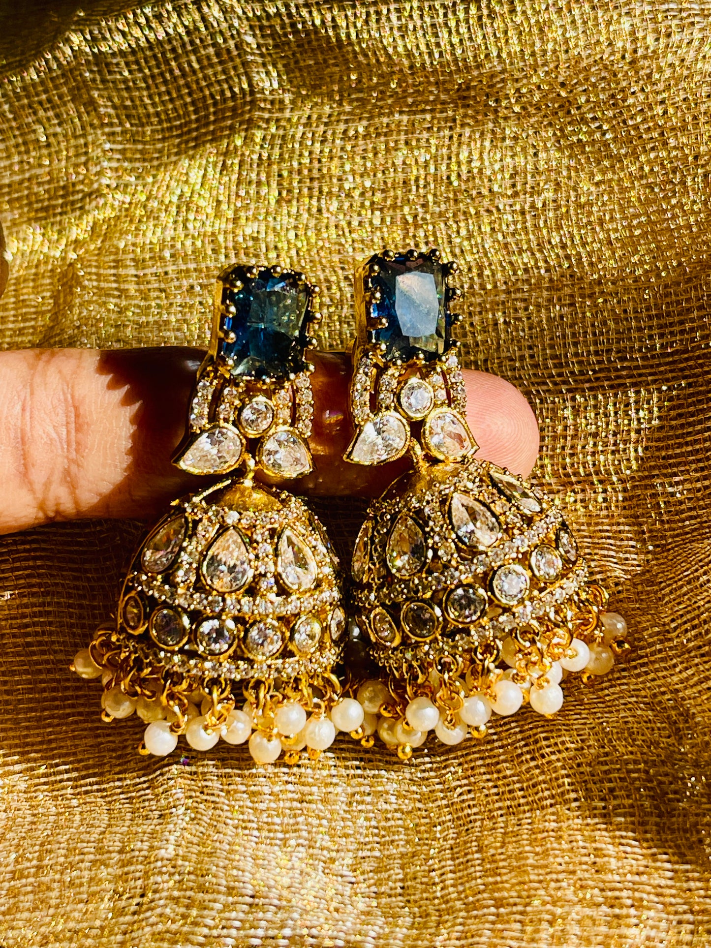 Sapphire Victorian Jhumka