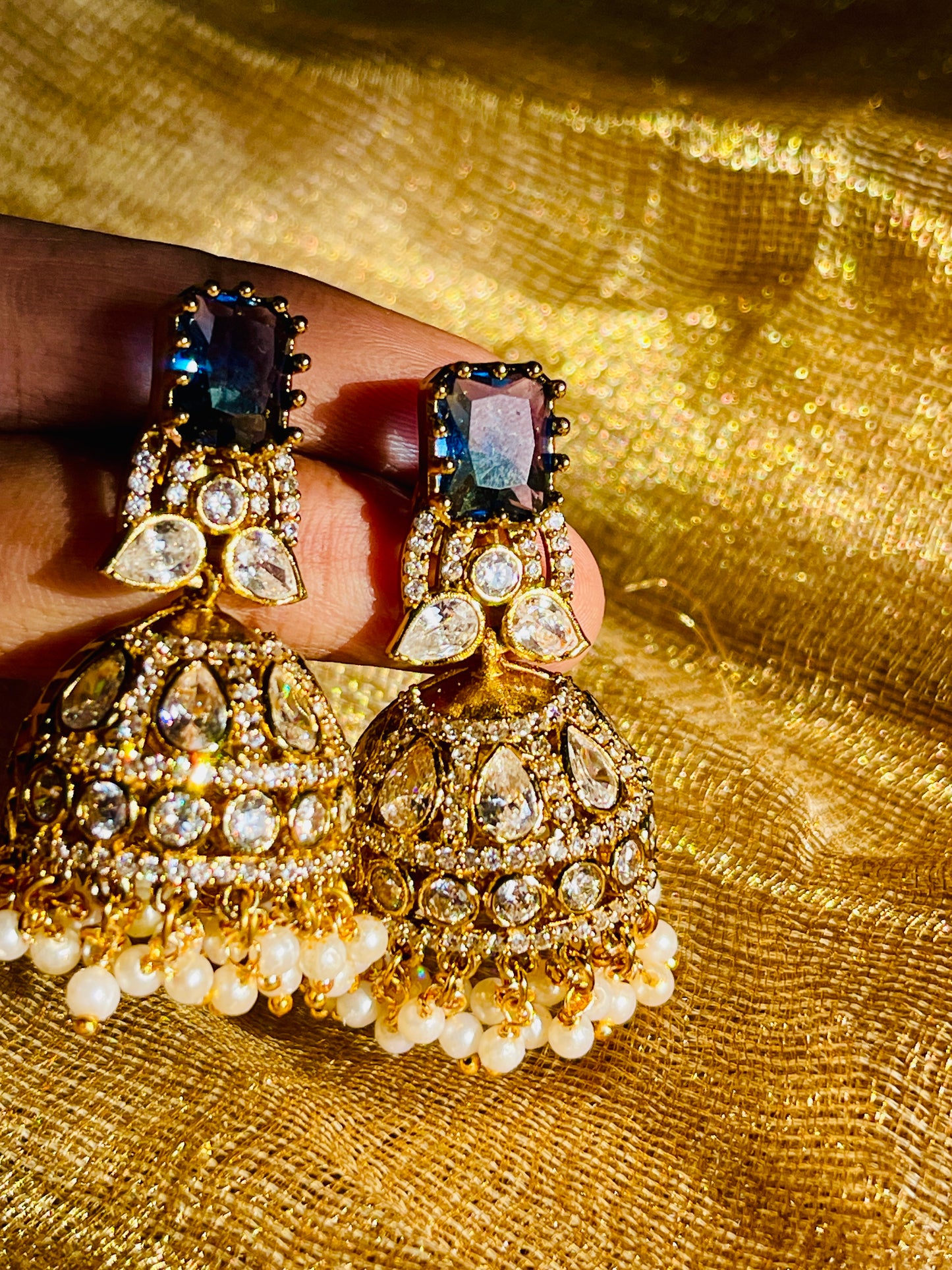 Sapphire Victorian Jhumka