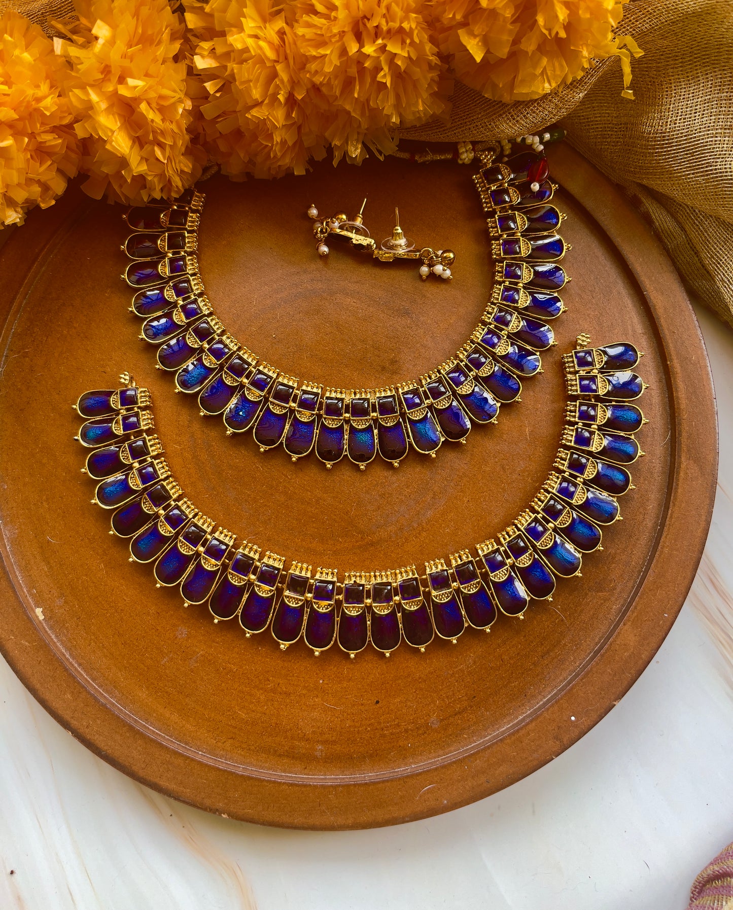 Traditional Sapphire Stone Necklace Set