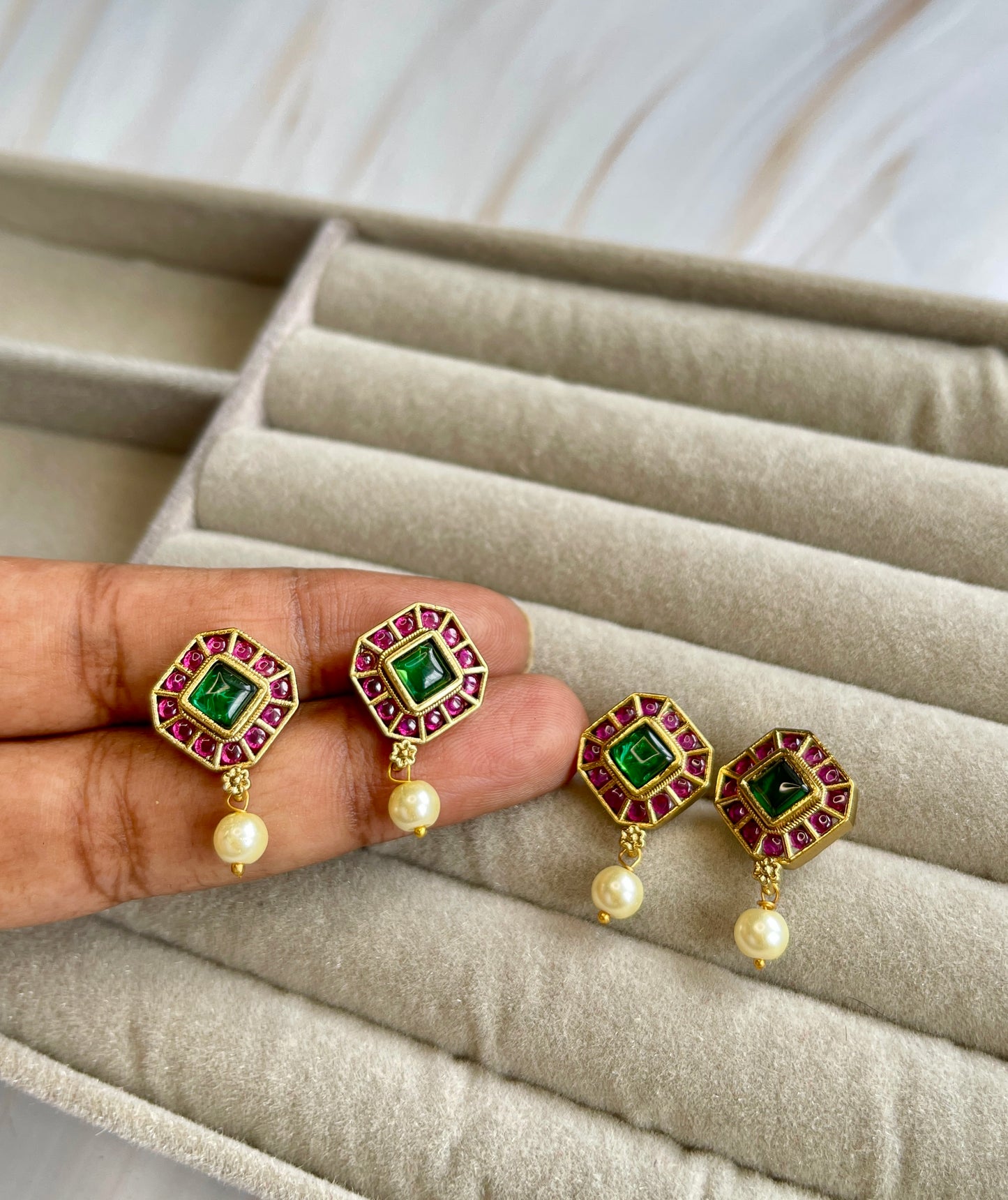 Stunning Emerald & Ruby Kemp Drops