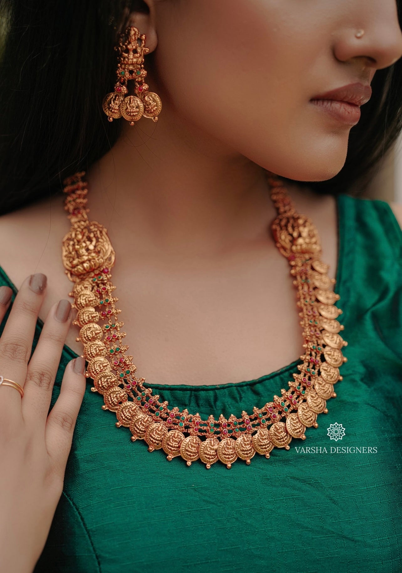 Matte Finish Bridal Lakshmi Kasu Haram