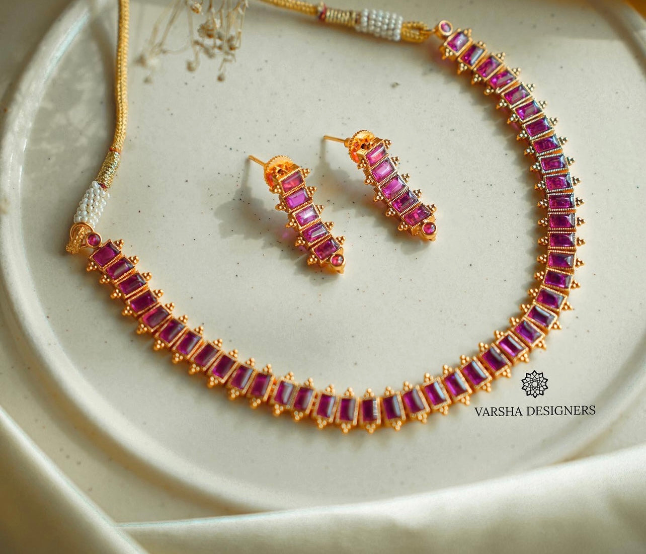 Ruby Stone Necklace Set
