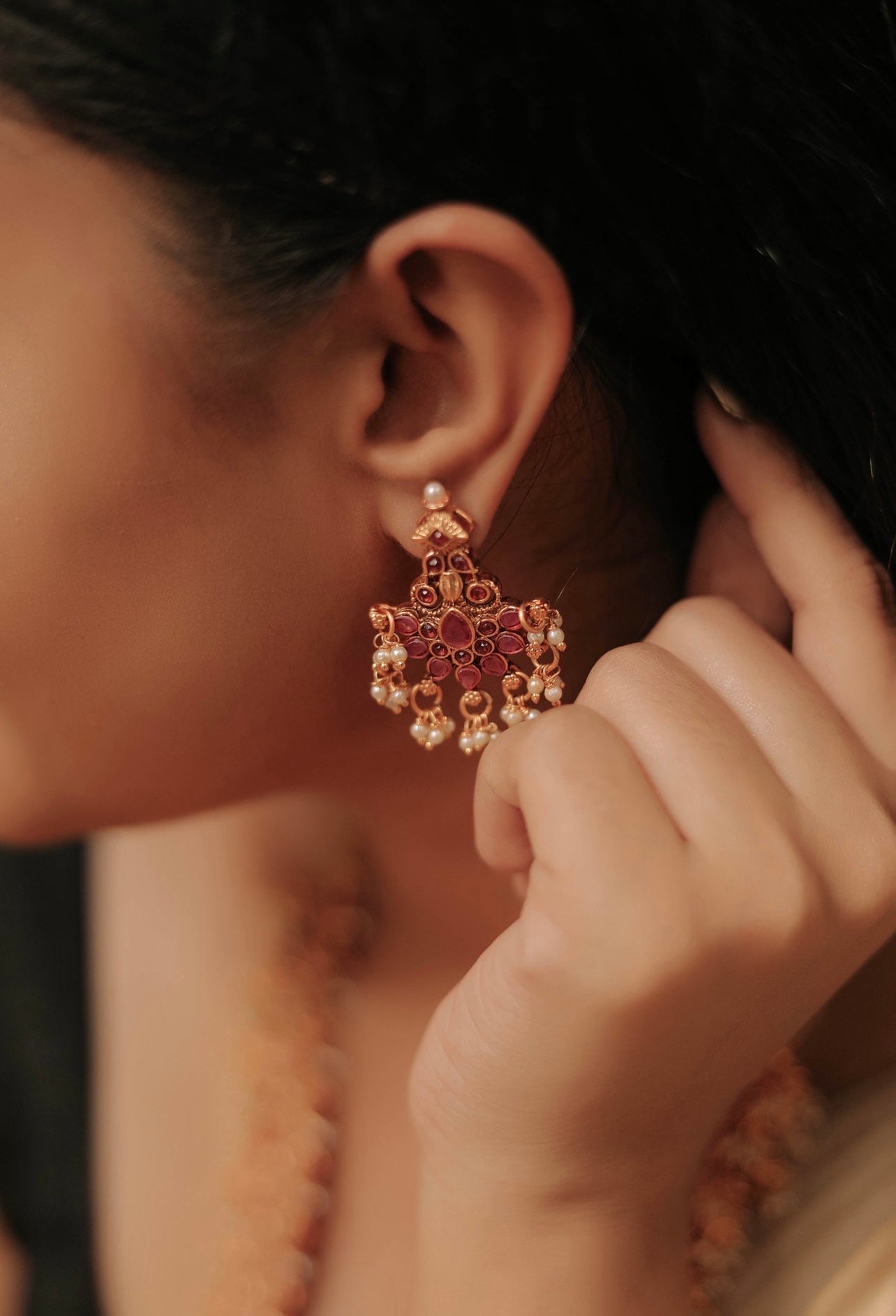 Iconic Ruby Stone Guttapusalu Haram