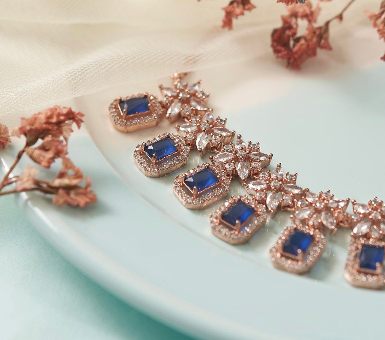 Imperial Blue Stone Necklace Set