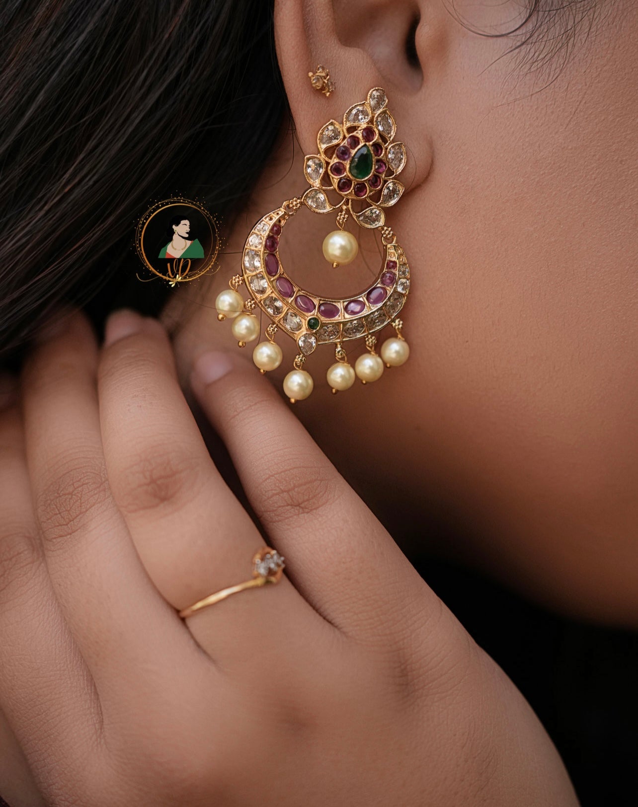 Jadau Kundan Chandbali Earrings