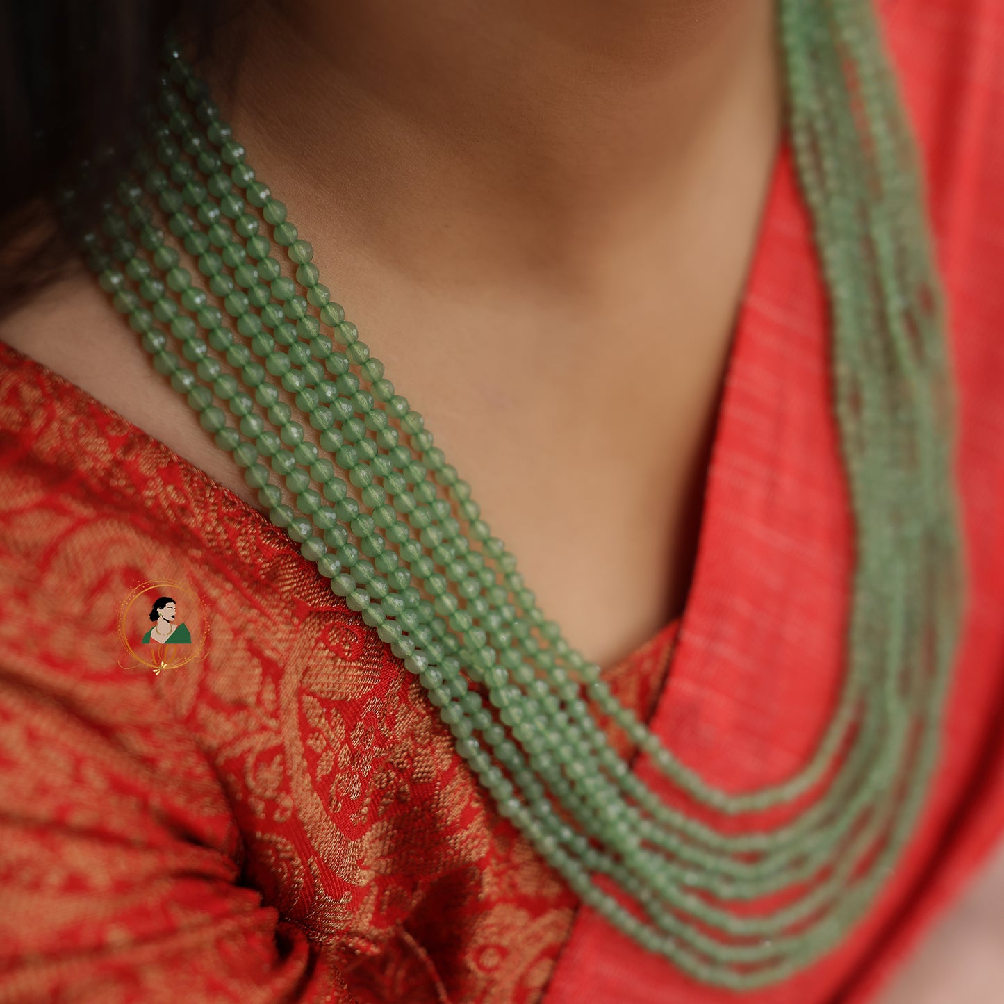 Layered Pastel Green Agade Beads Haram