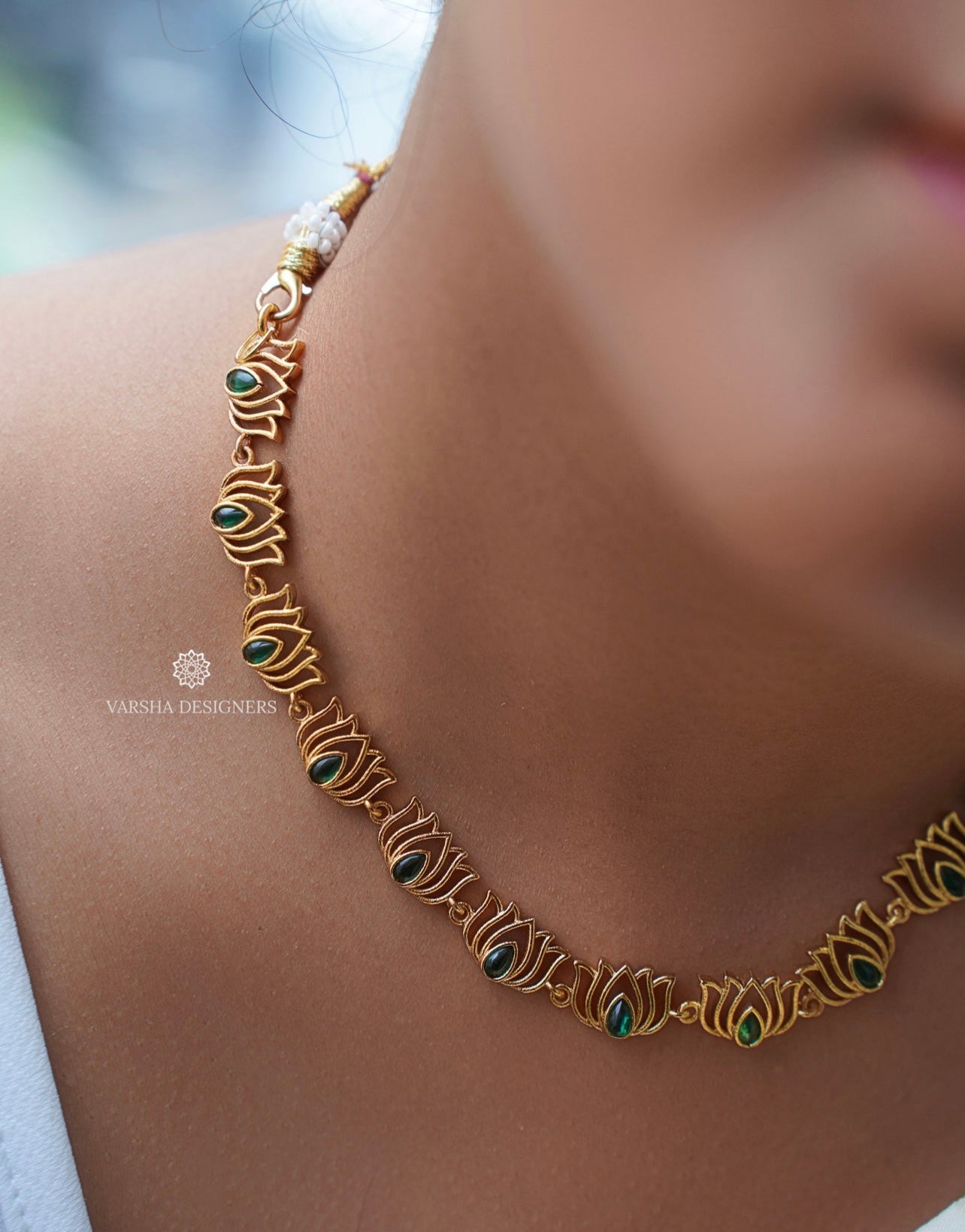 Light Weight Green Lotus Necklace Set