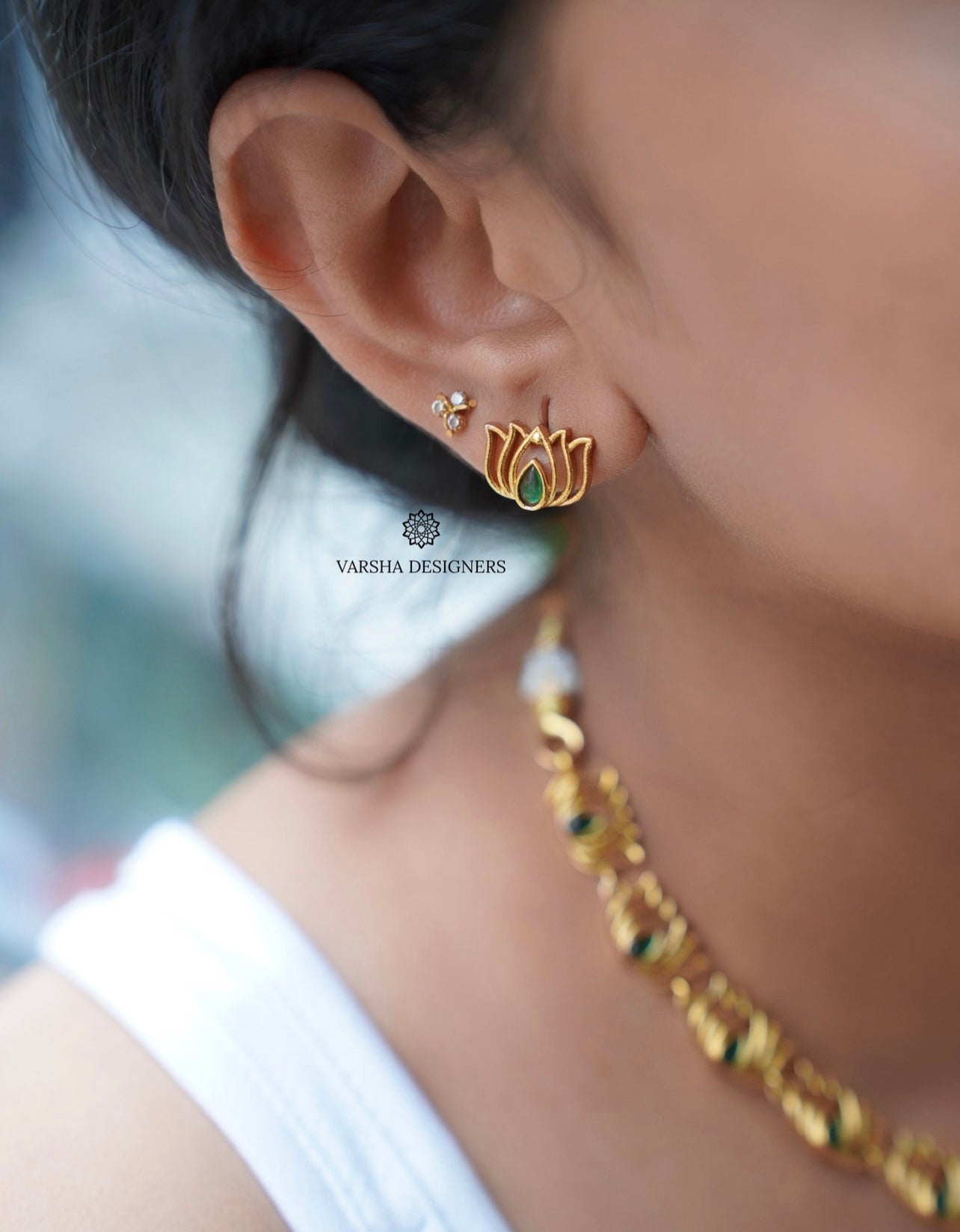 Light Weight Green Lotus Necklace Set