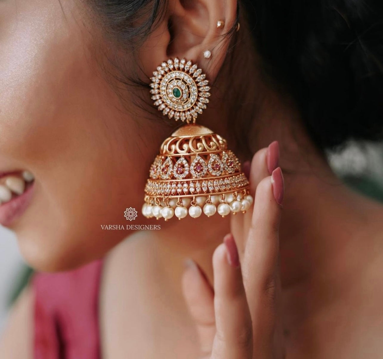 Matte Finish Bridal Big Jhumkas