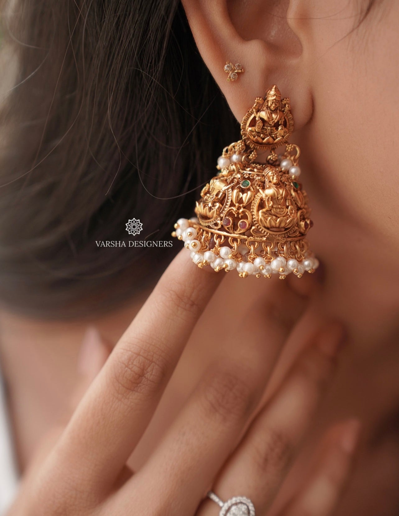 Matte Finish Bridal Lakshmi Jhumkas