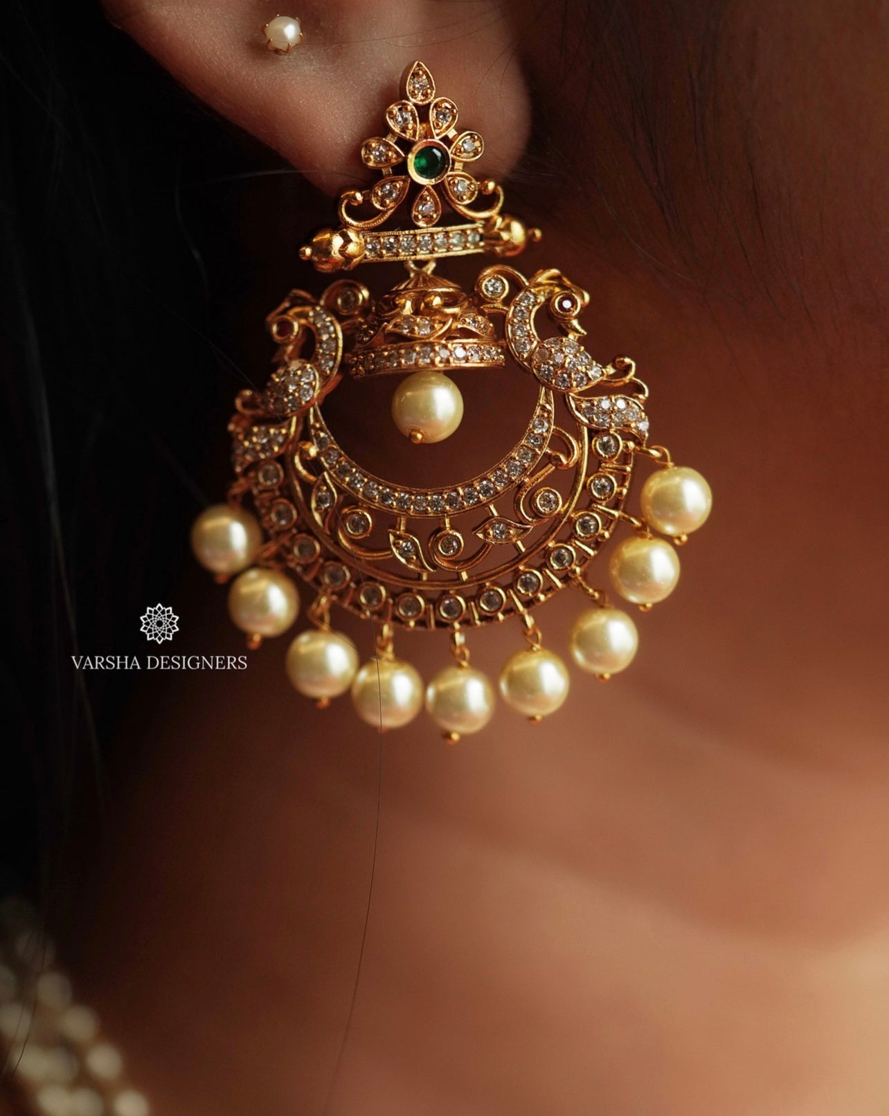 Matte Finish Chandbali Pearl Haram