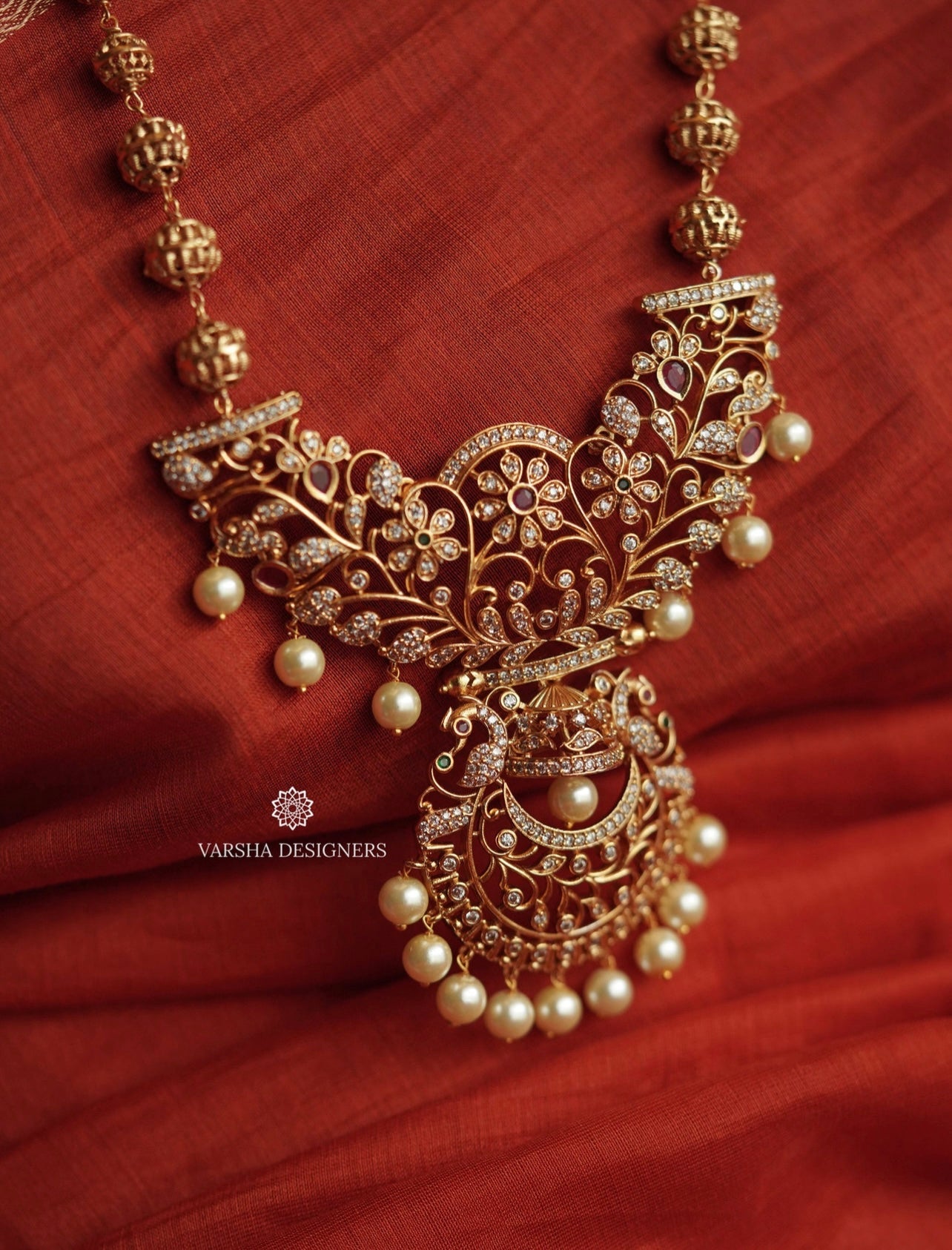 Matte Finish Chandbali Pearl Haram