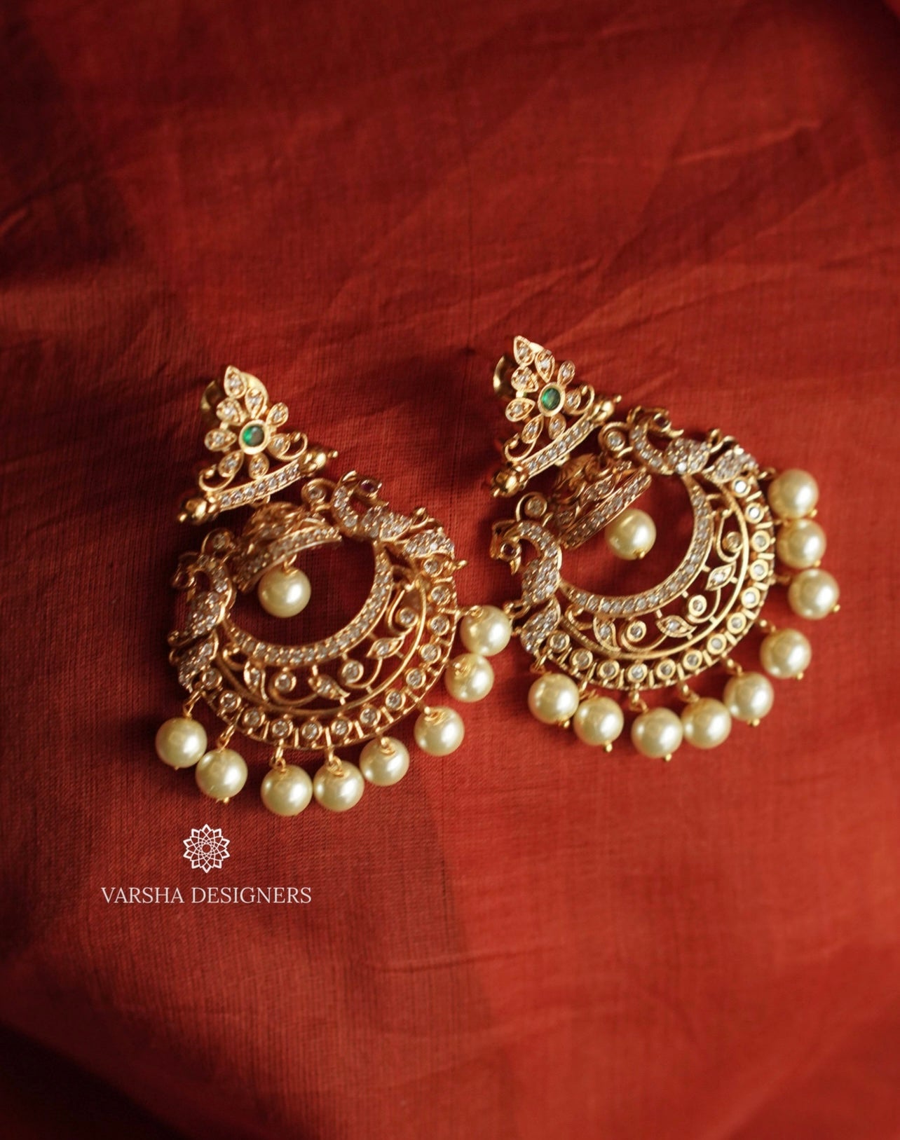 Matte Finish Chandbali Pearl Haram