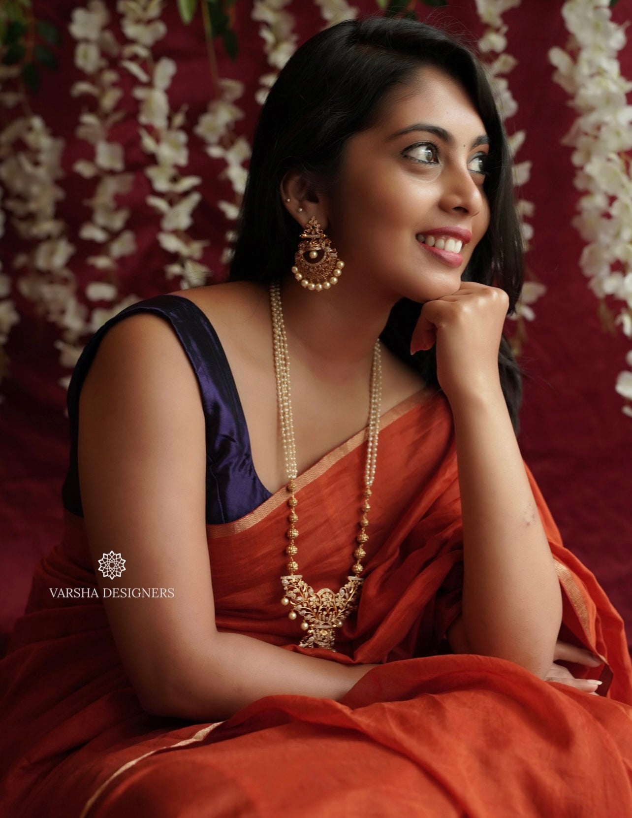 Matte Finish Chandbali Pearl Haram