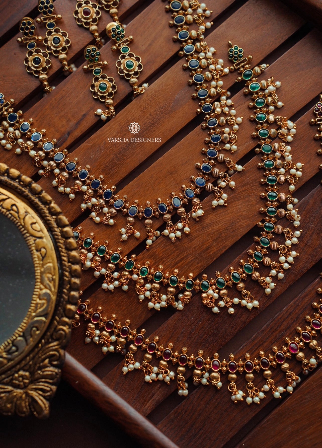 Matte Finish Guttapusalu Stone Necklace Set