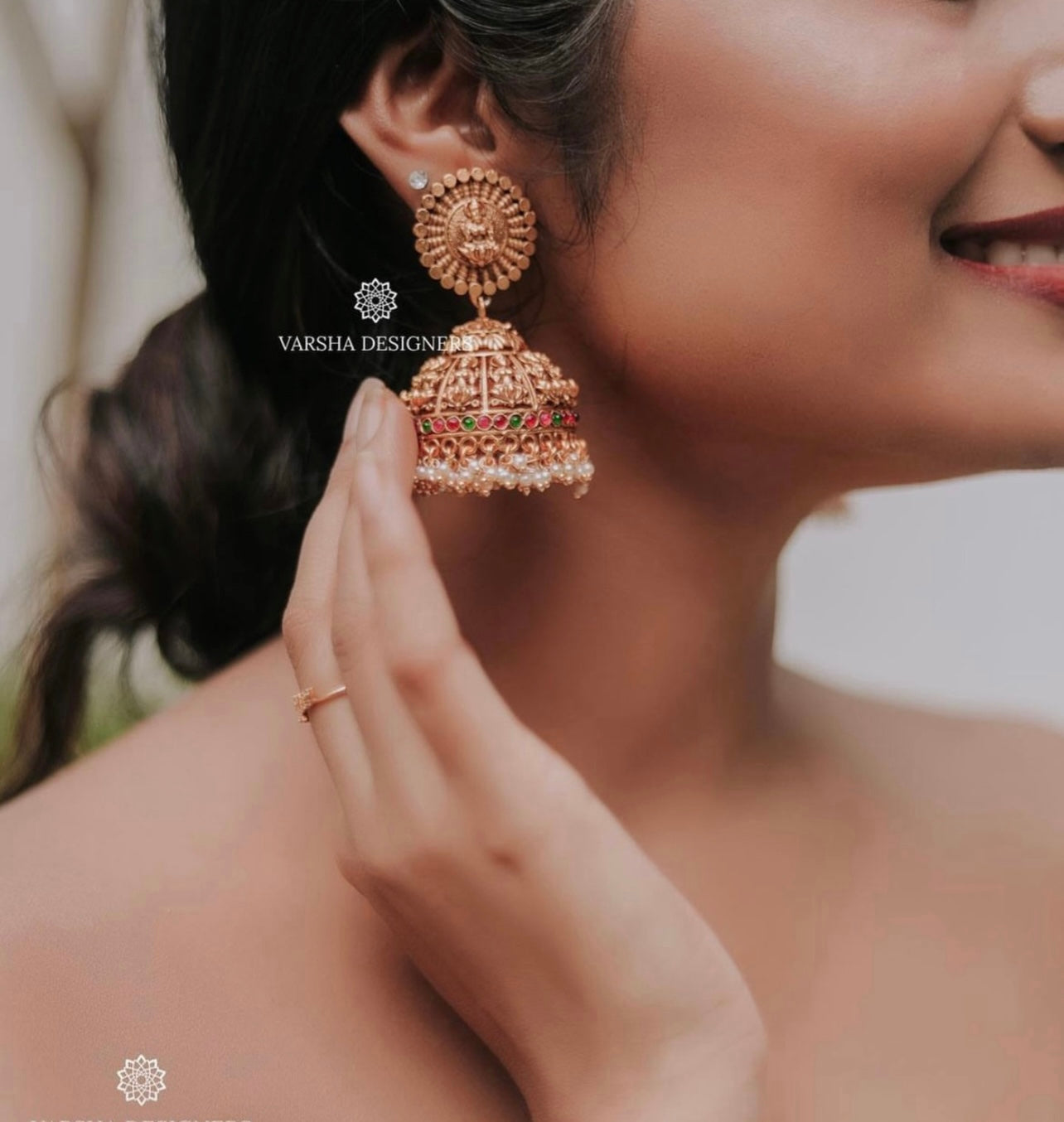 Matte Finish Lakshmi Bridal Jhumkas