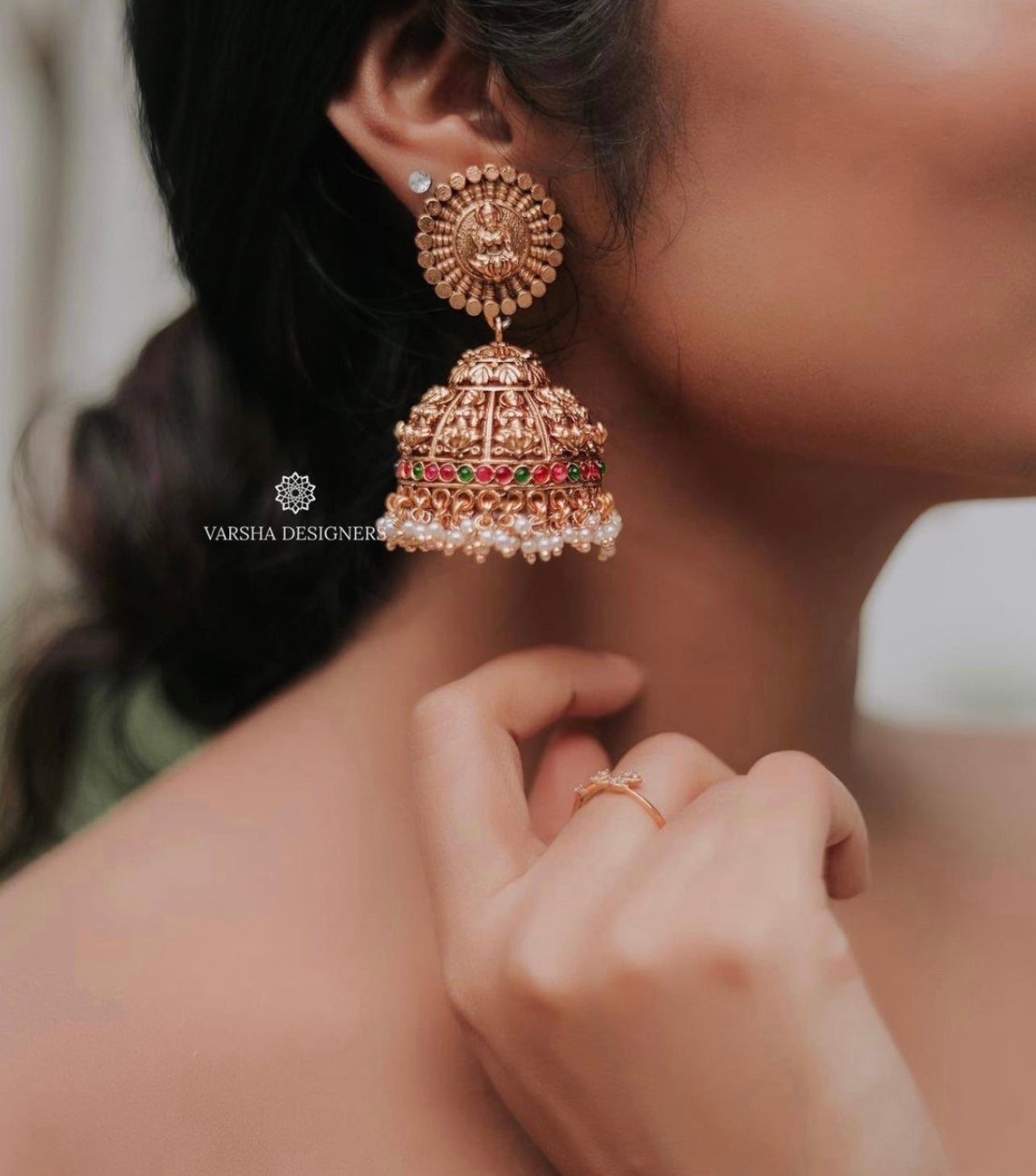 Matte Finish Lakshmi Bridal Jhumkas