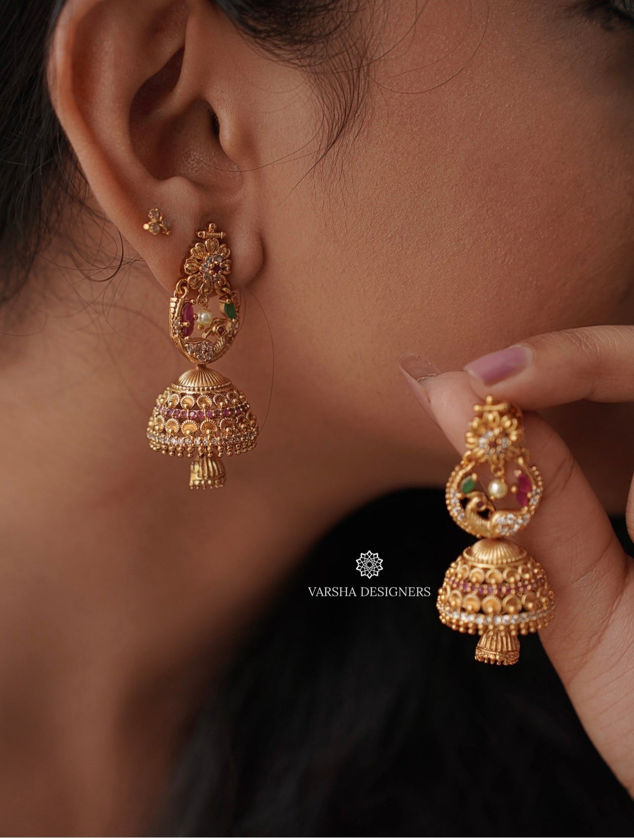 Matte Finish Light Weight Peacock Jhumkas