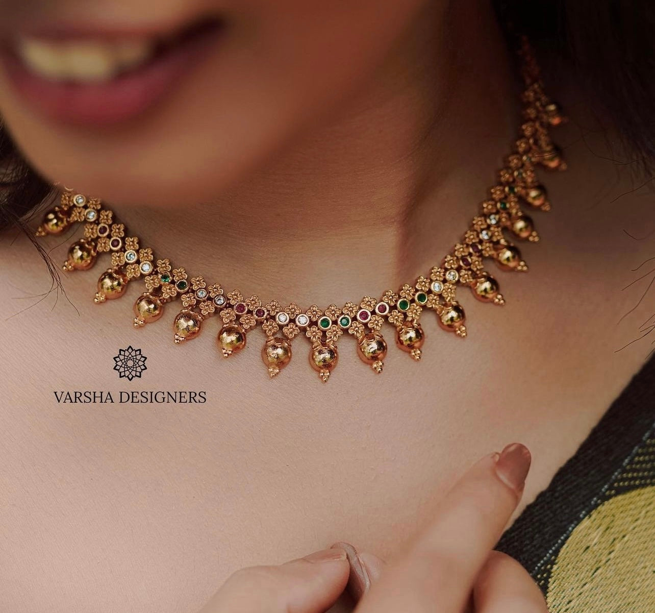 Matte Finish Multi Stone Necklace Set