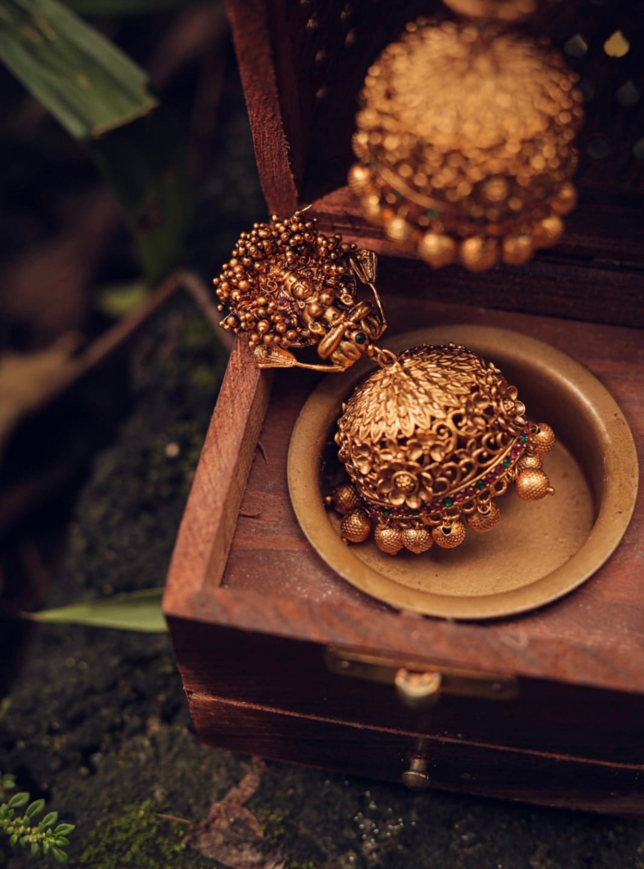 Matte Finish Nakshi Temple Jhumkas