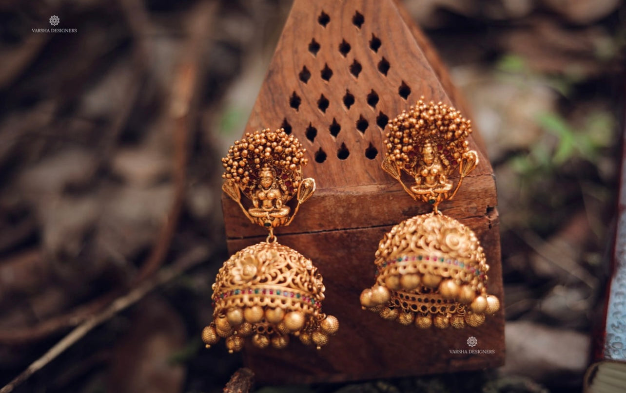 Matte Finish Nakshi Temple Jhumkas