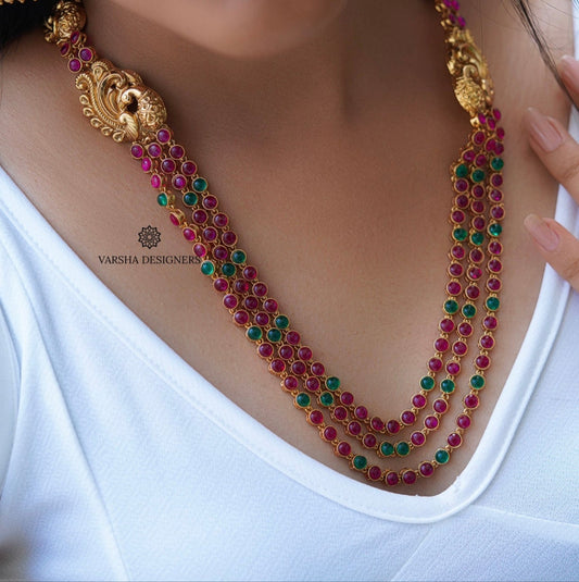 Matte Finish Peacock Mugappu Kemp Haram