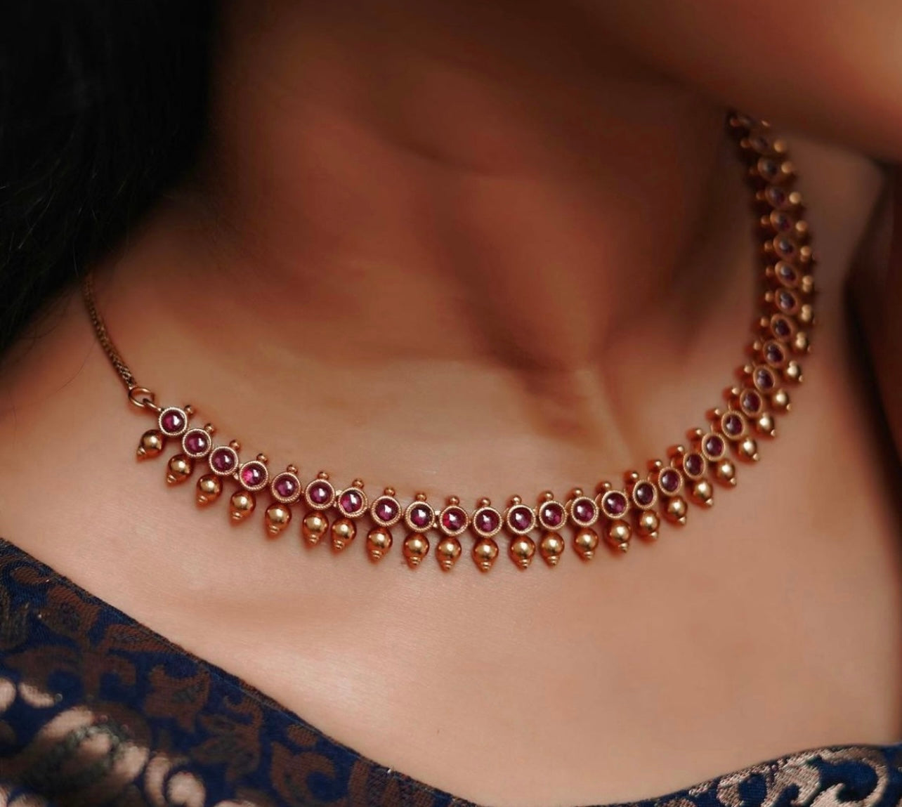 Matte Finish Ruby Necklace Set