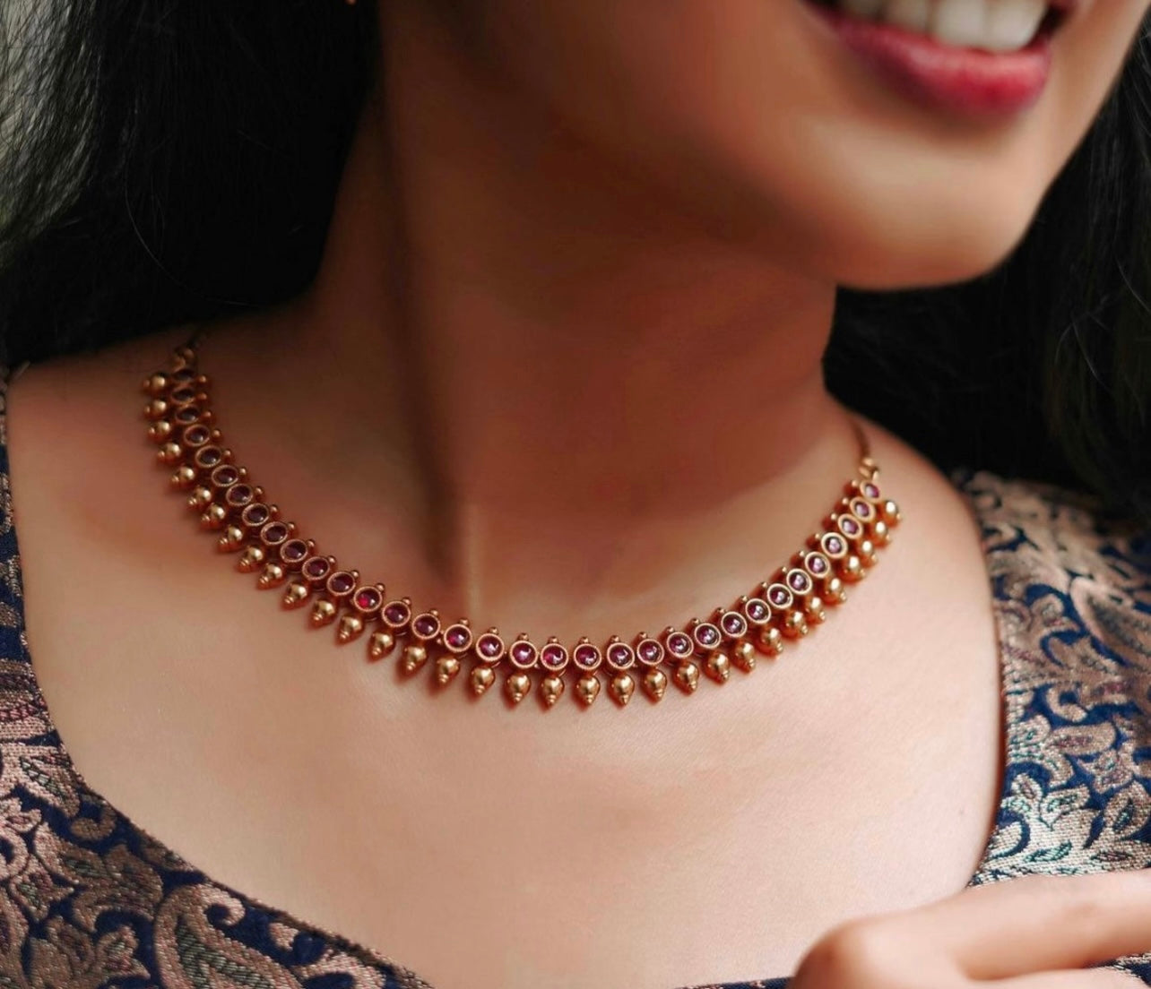 Matte Finish Ruby Necklace Set